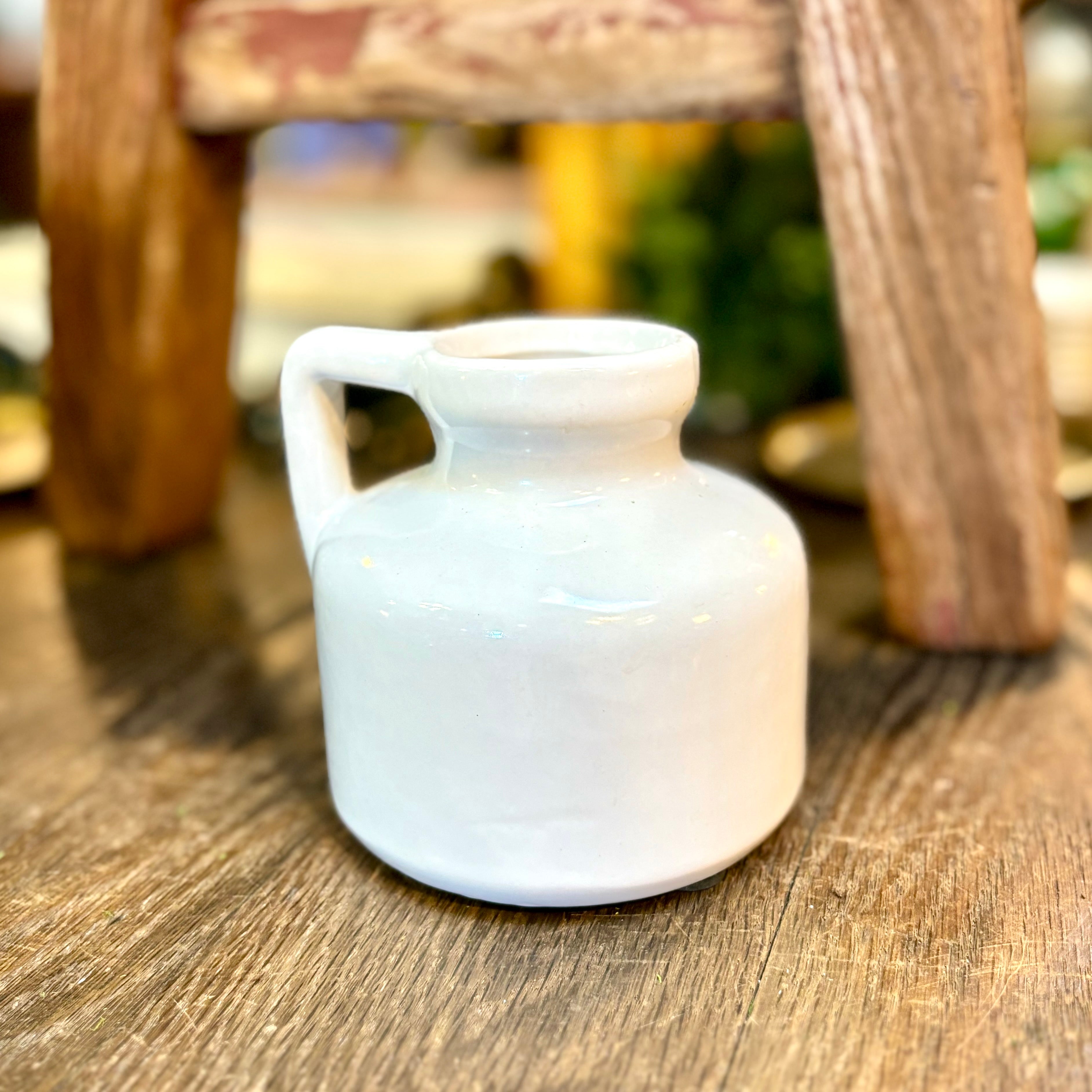 White Ceramic Jug with Handle