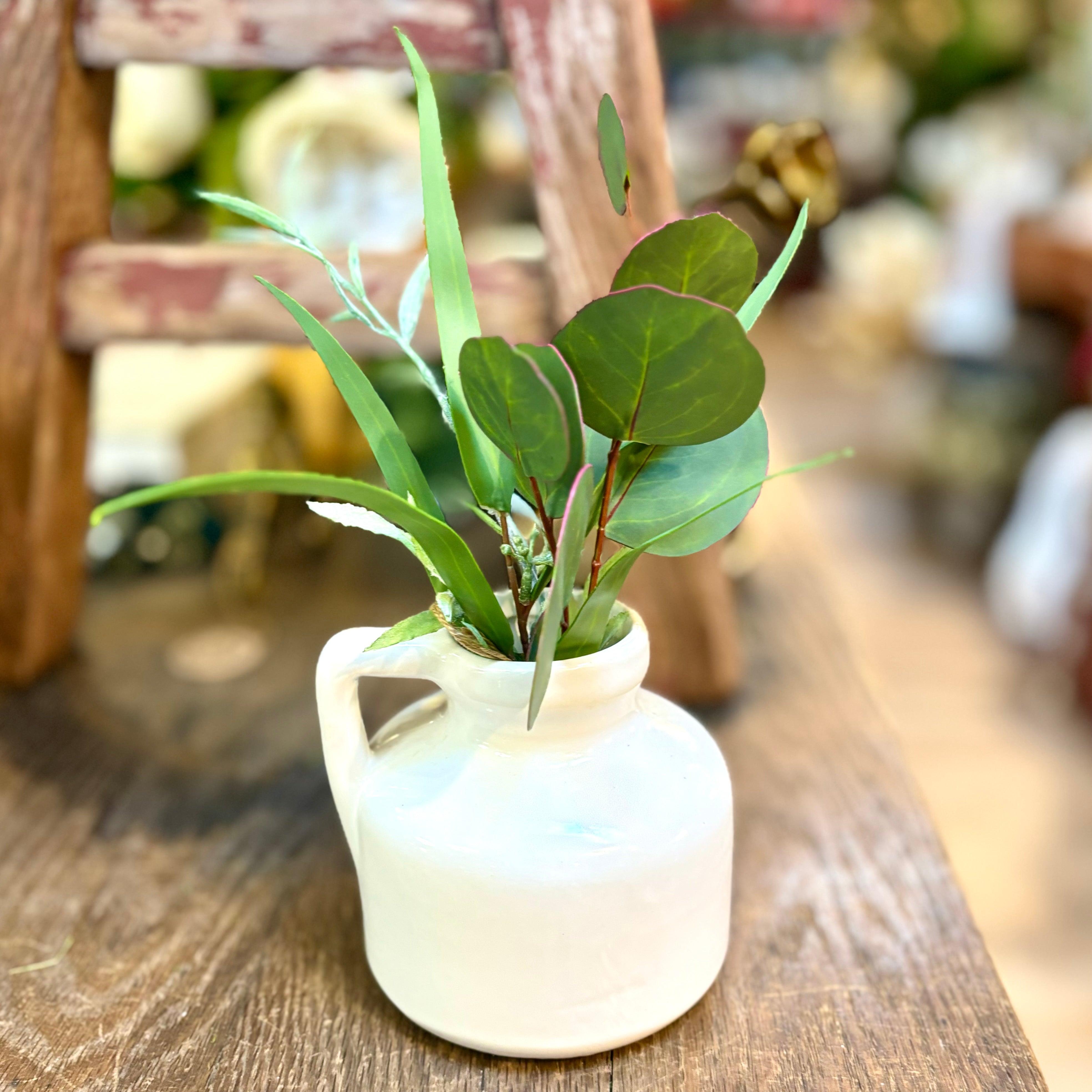 White Ceramic Jug with Handle