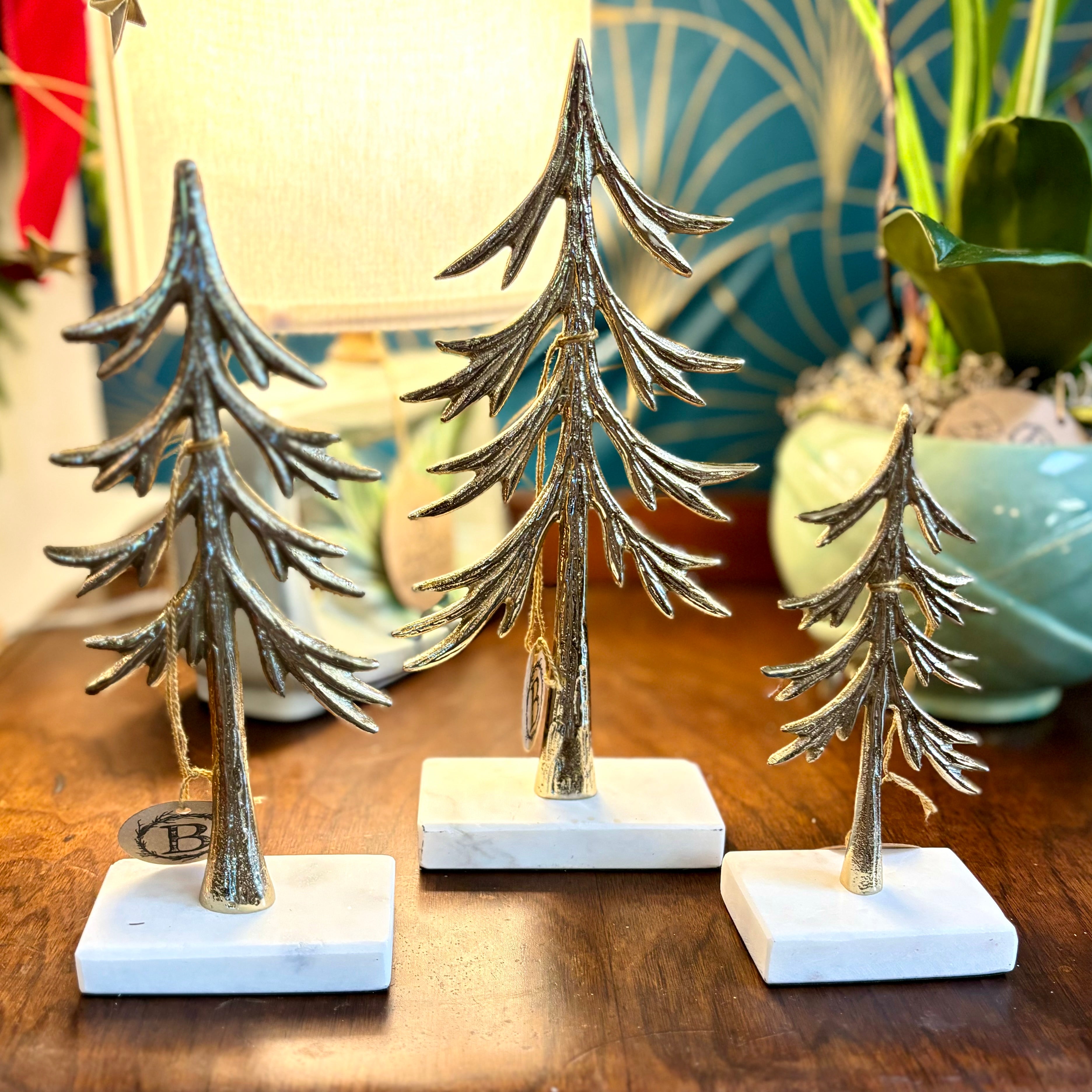 Tree Gold Aluminum on Marble Base Tall