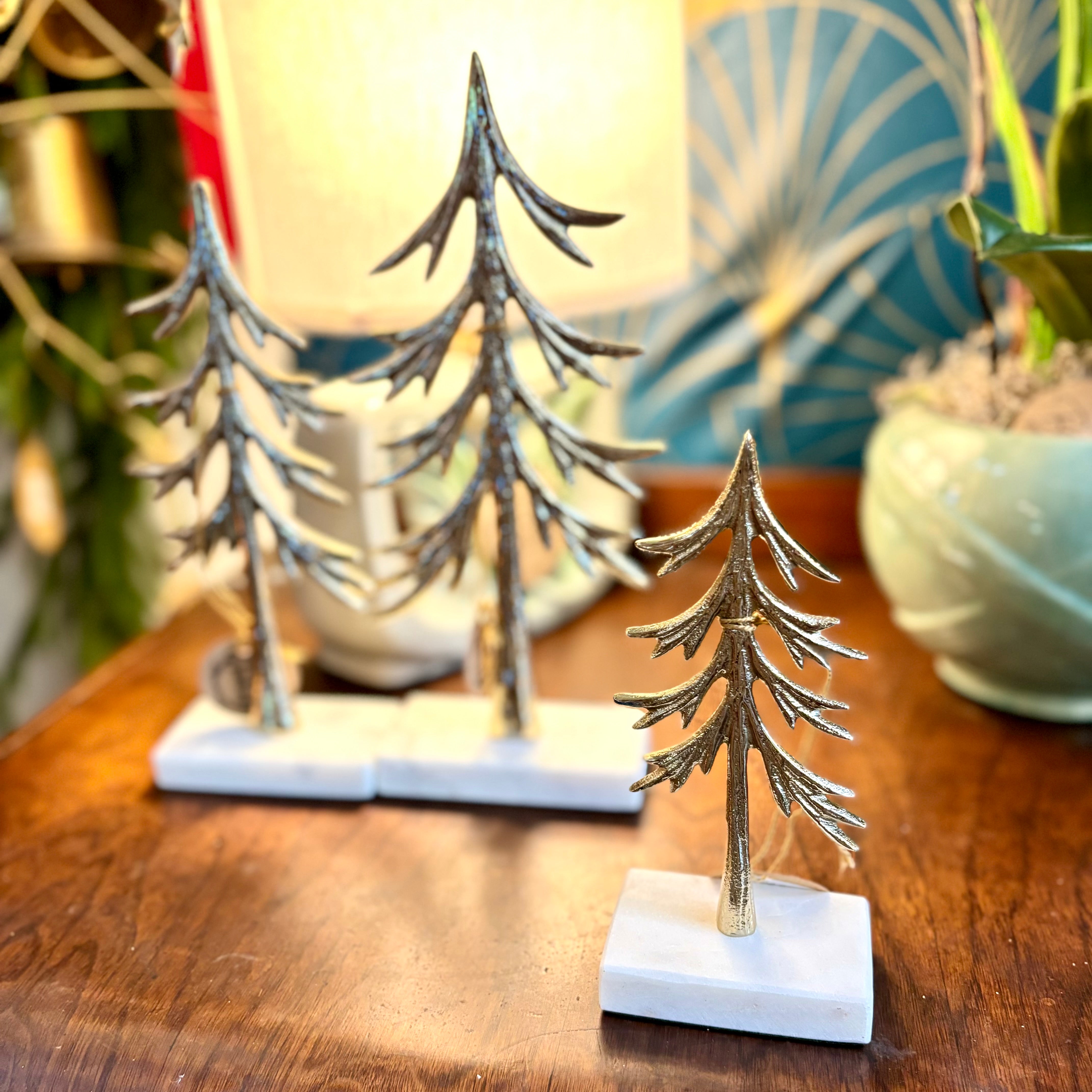 Tree Aluminum on Marble Base Short