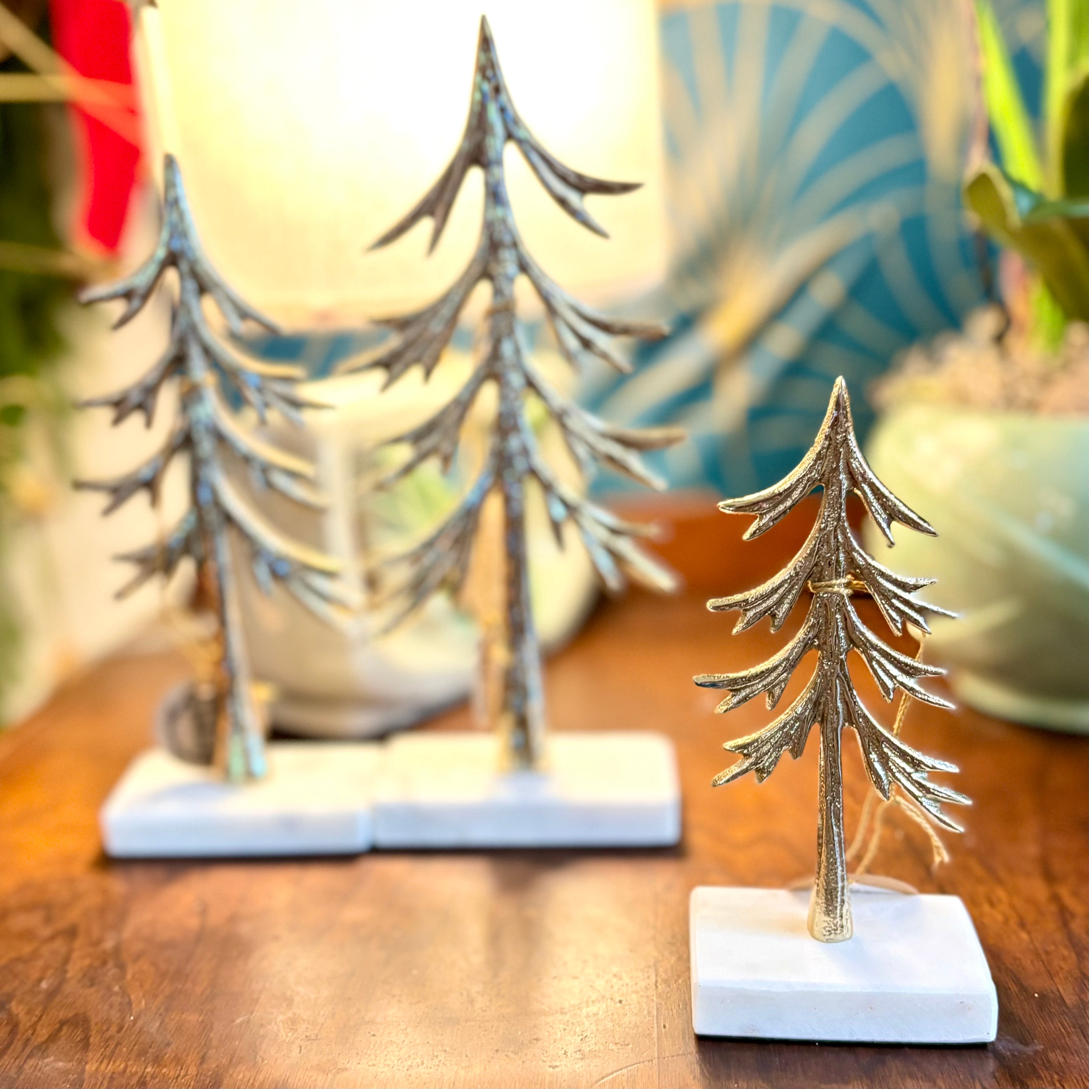 Gold Metal Tree on Marble Base Small