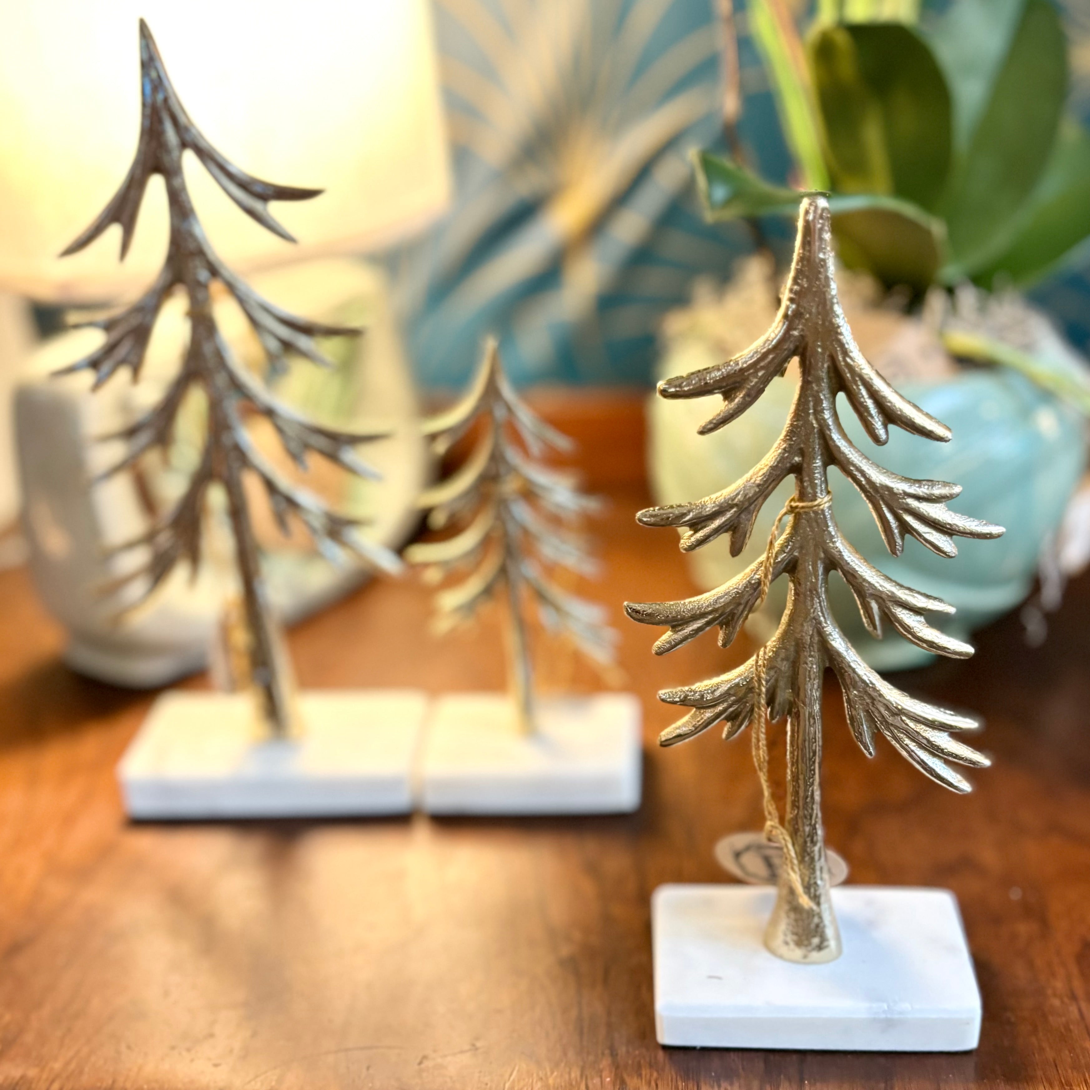 Gold Metal Tree on Marble Base Medium