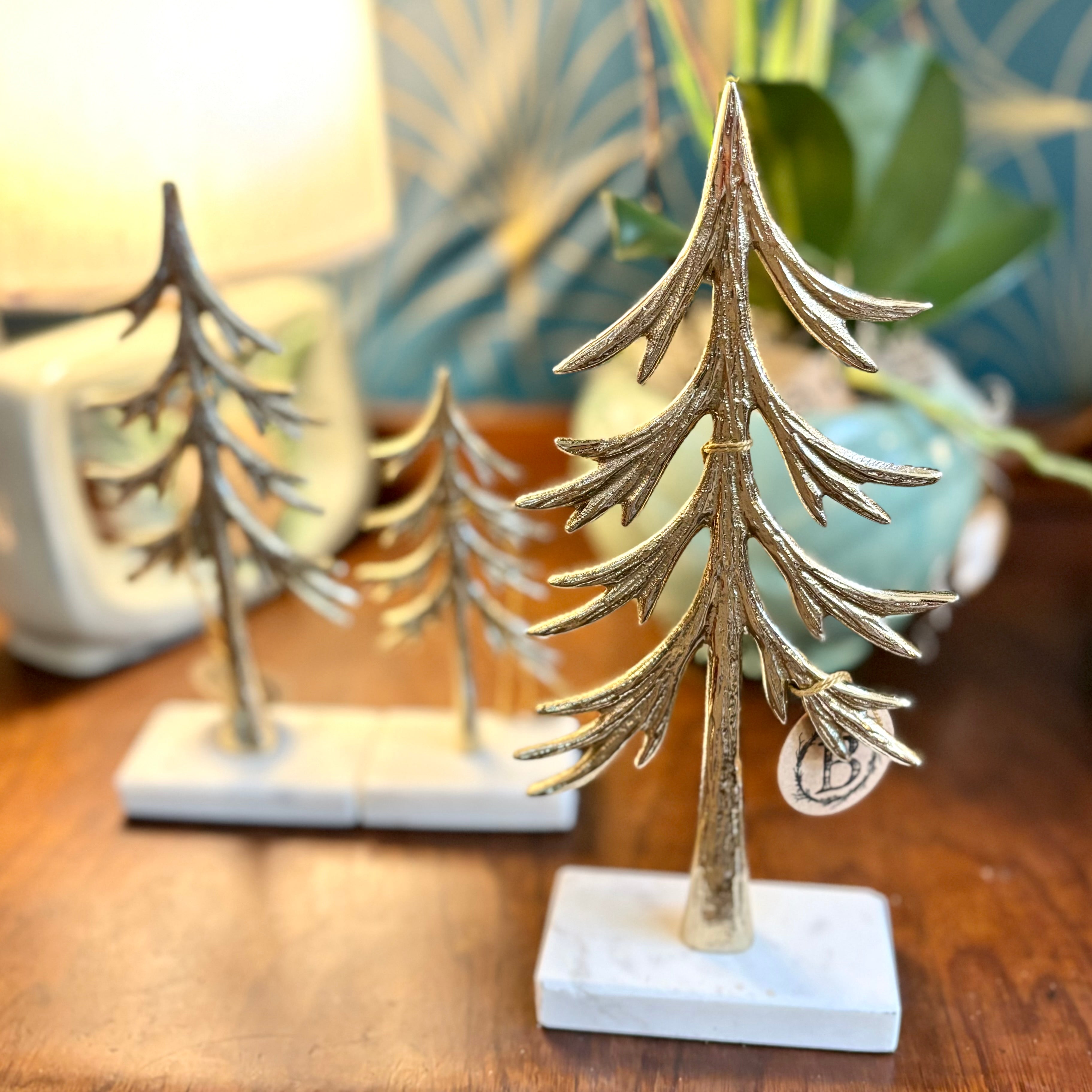 Gold Metal Tree on Marble Base Large