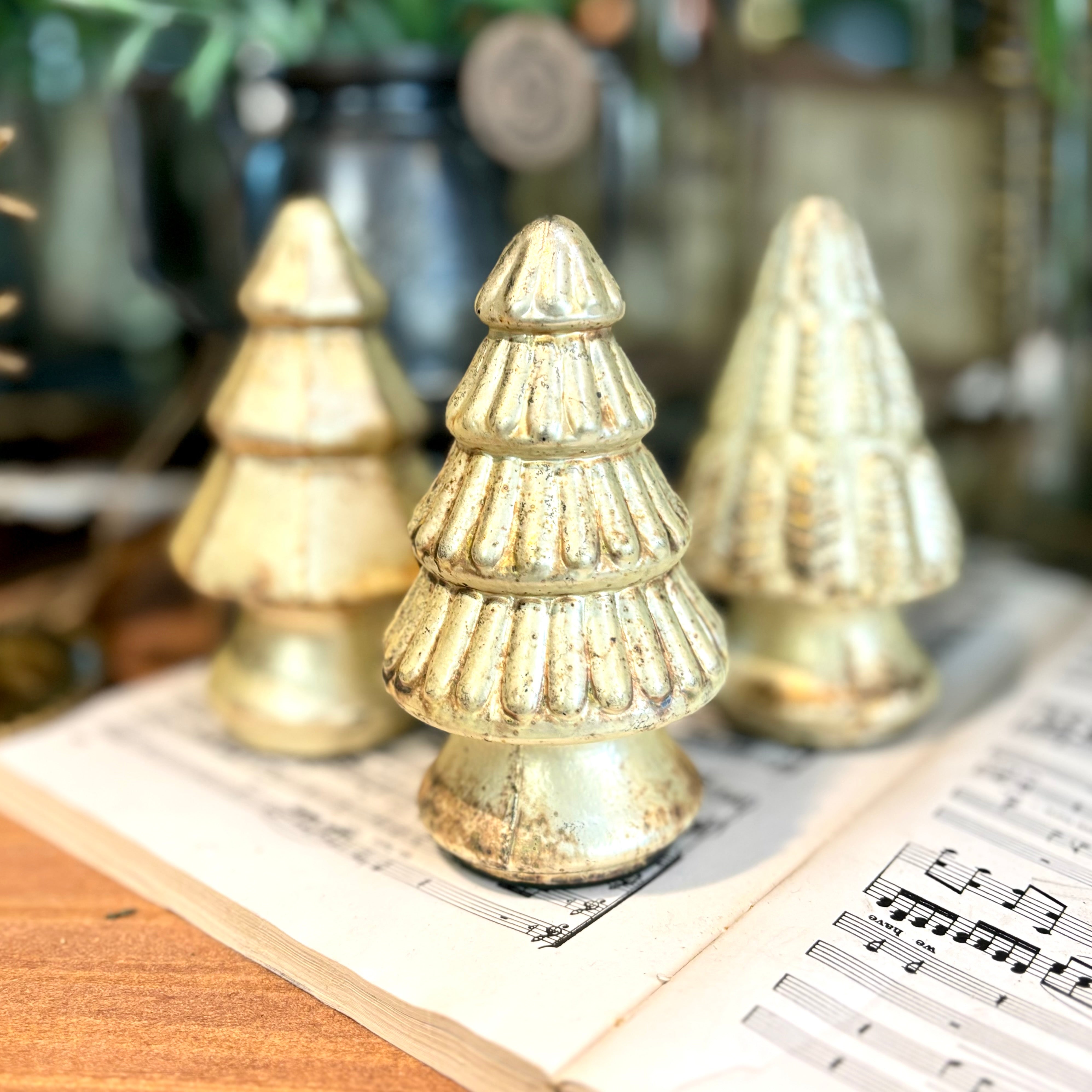 Mini Antique Gold Mercury Christmas Tree with Pleats