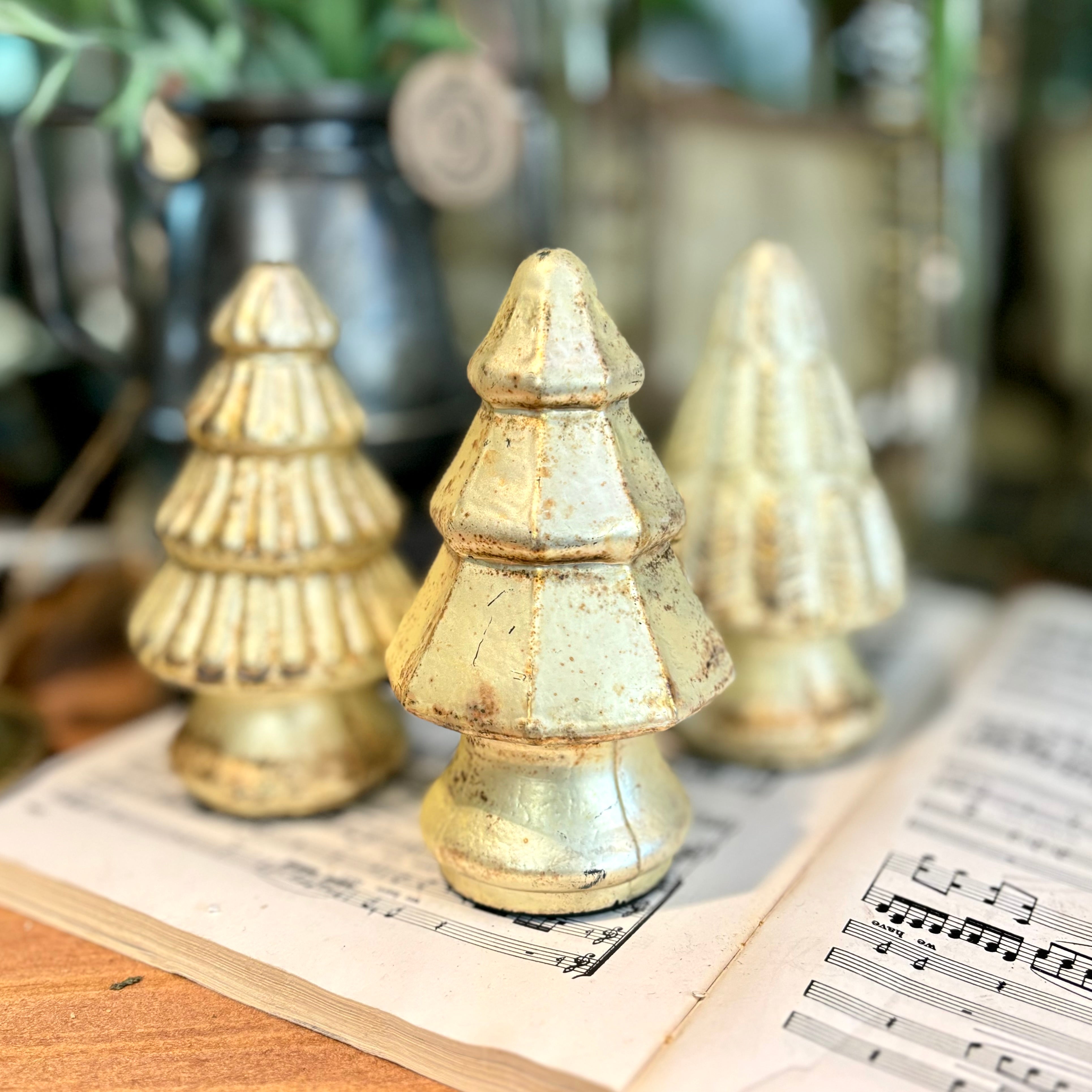 Mini Antique Gold Mercury Christmas Tree with Squares