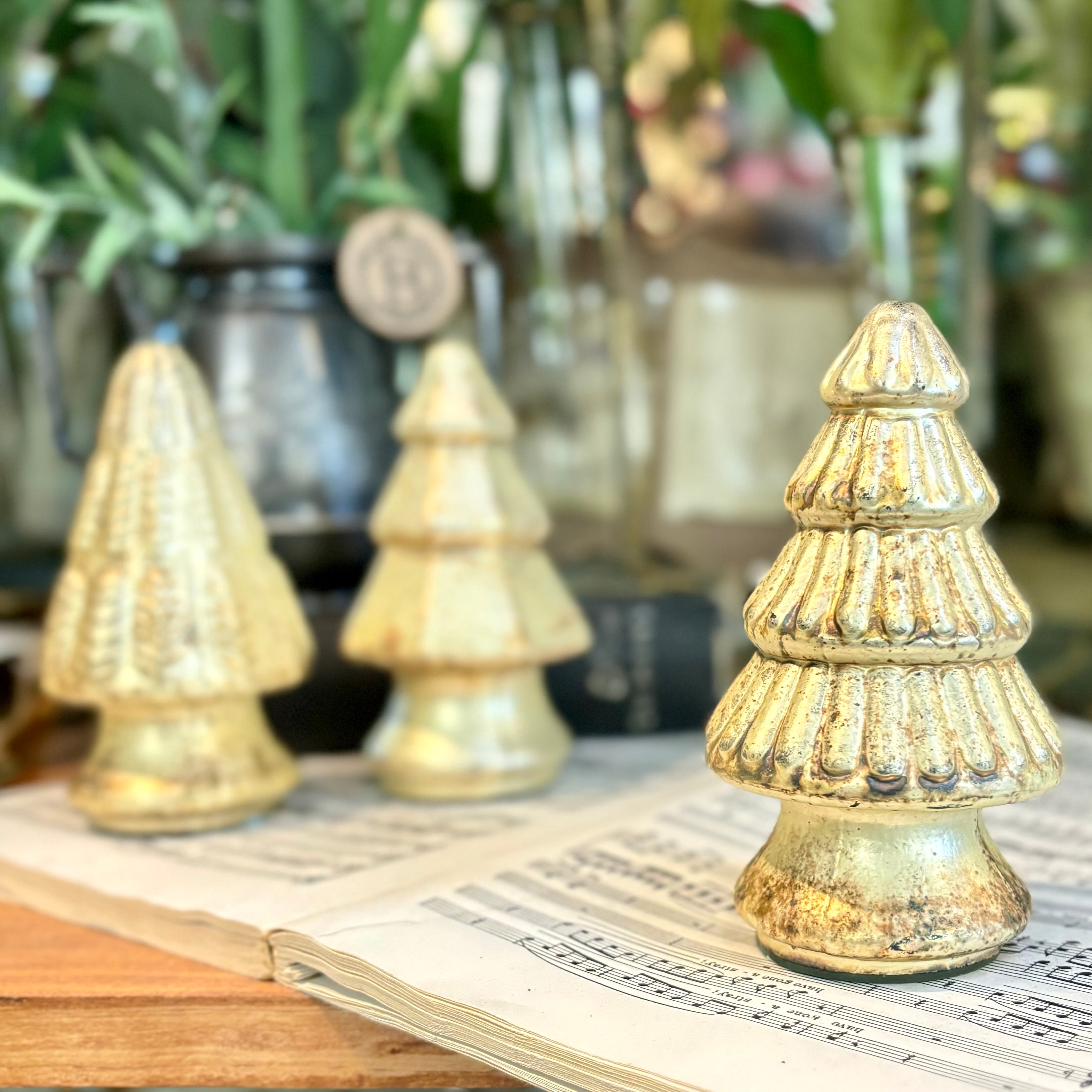 Mini Antique Gold Mercury Christmas Tree with Pleats