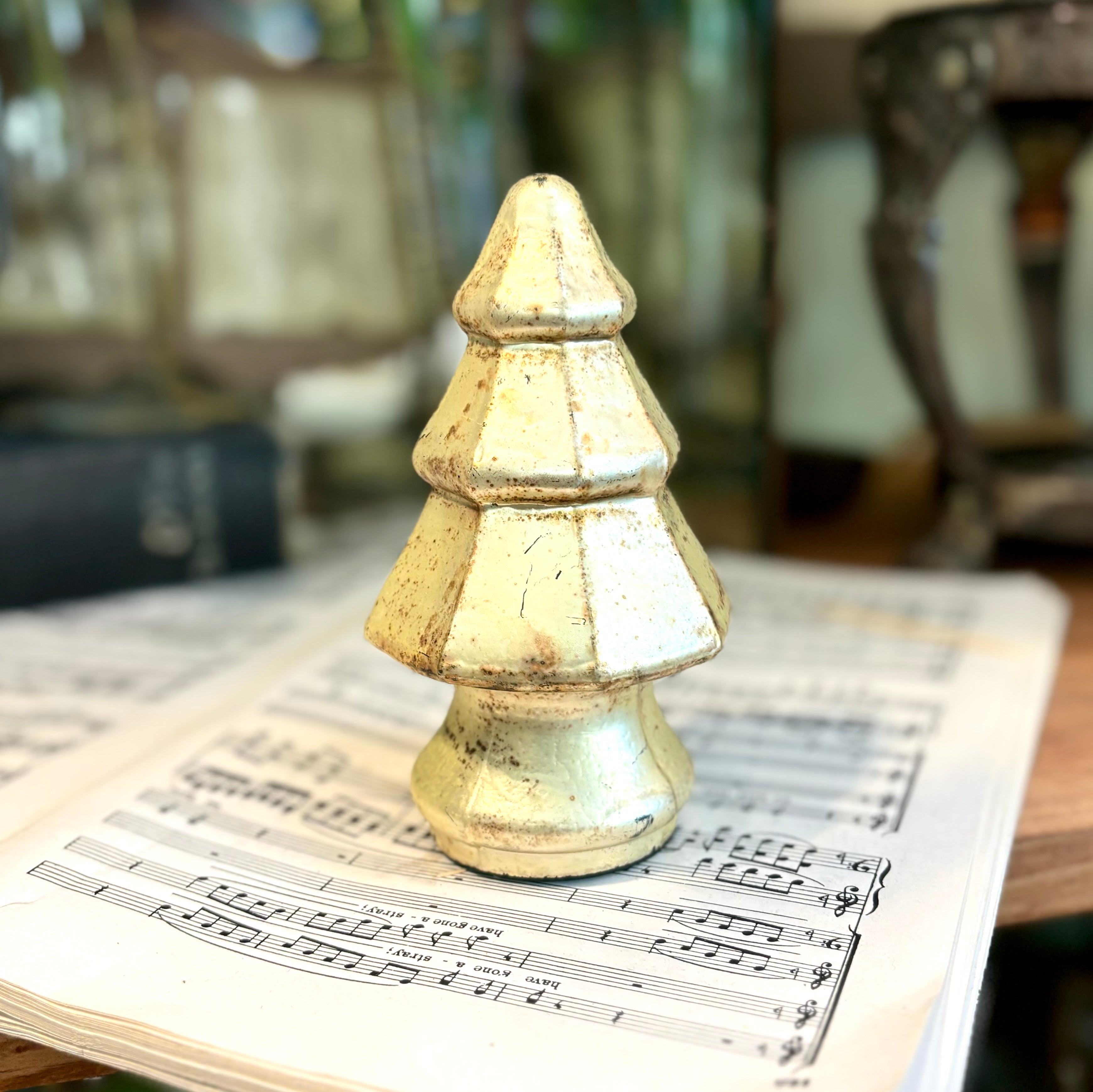 Mini Antique Gold Mercury Christmas Tree with Squares