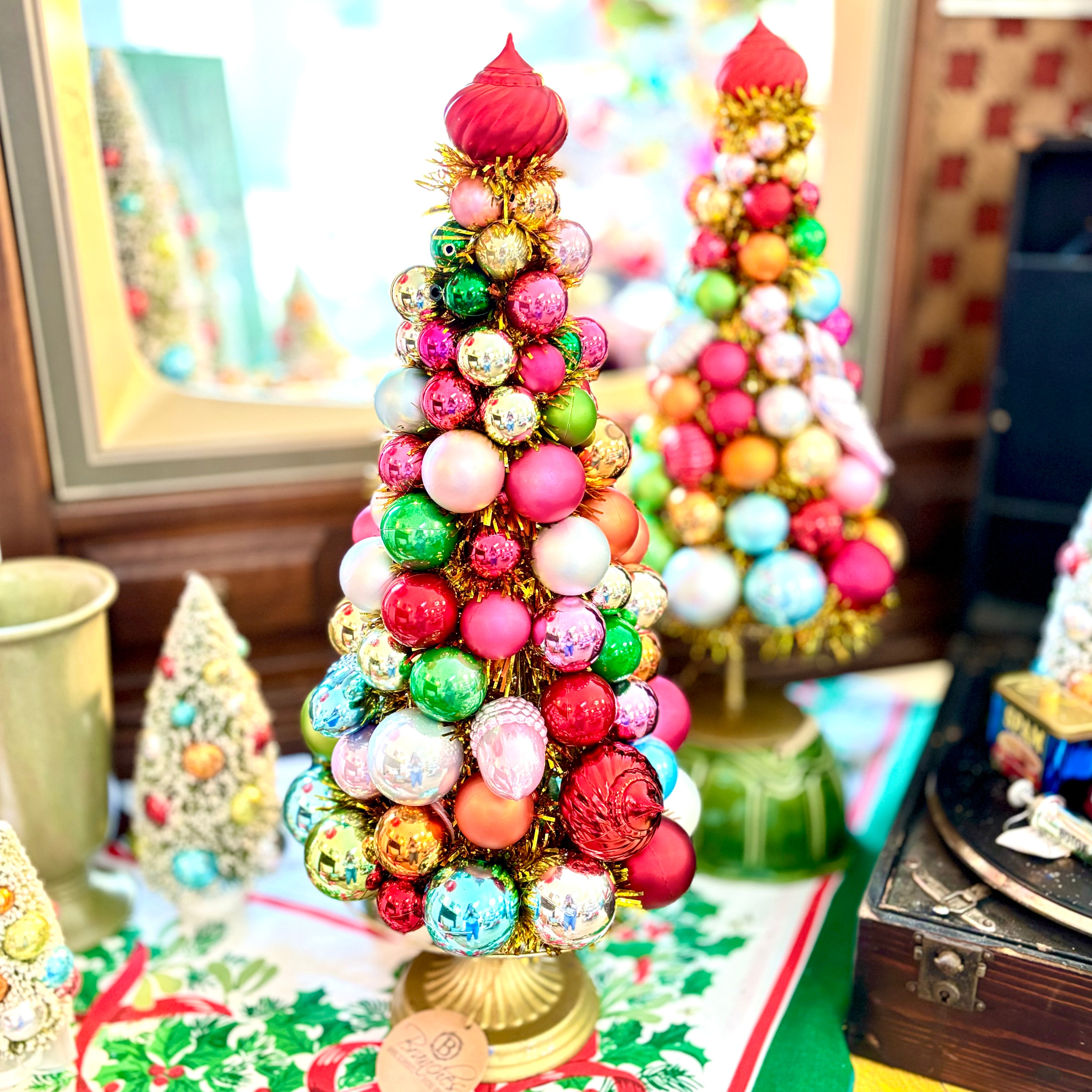 Large Retro Ornament Tree on Pedestal