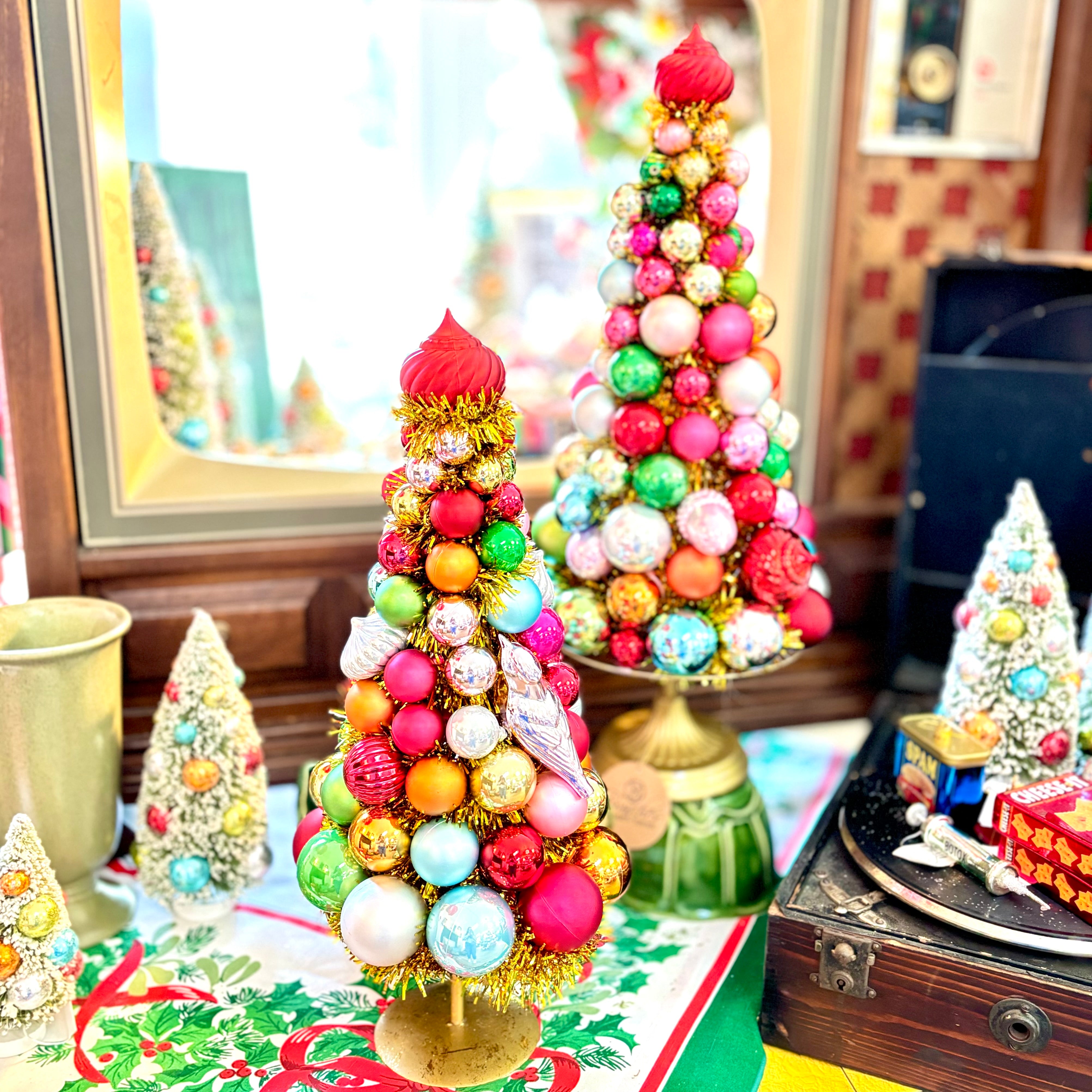 Medium Retro Ornament Tree on Pedestal