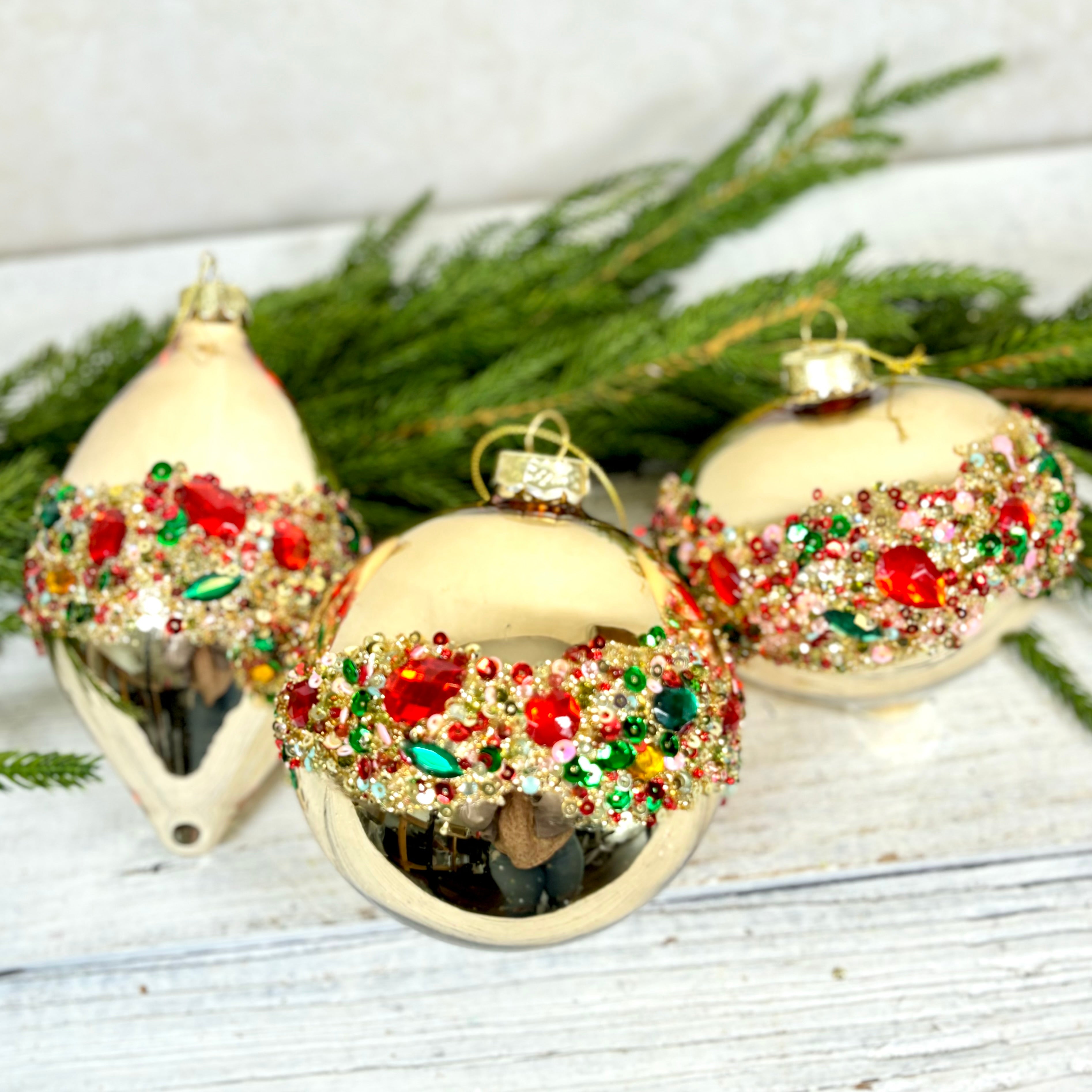 Gold Glass Sparkle Ball Ornament