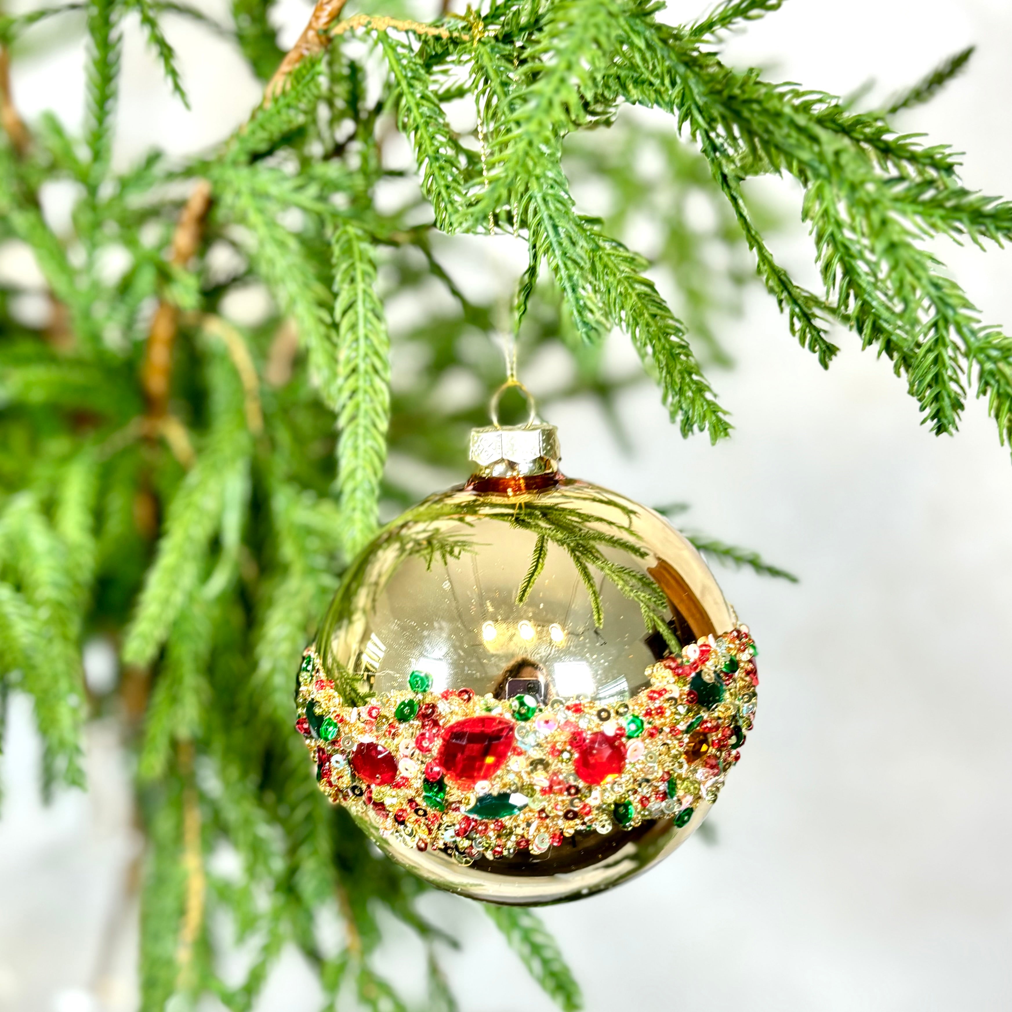 Gold Glass Sparkle Ball Ornament