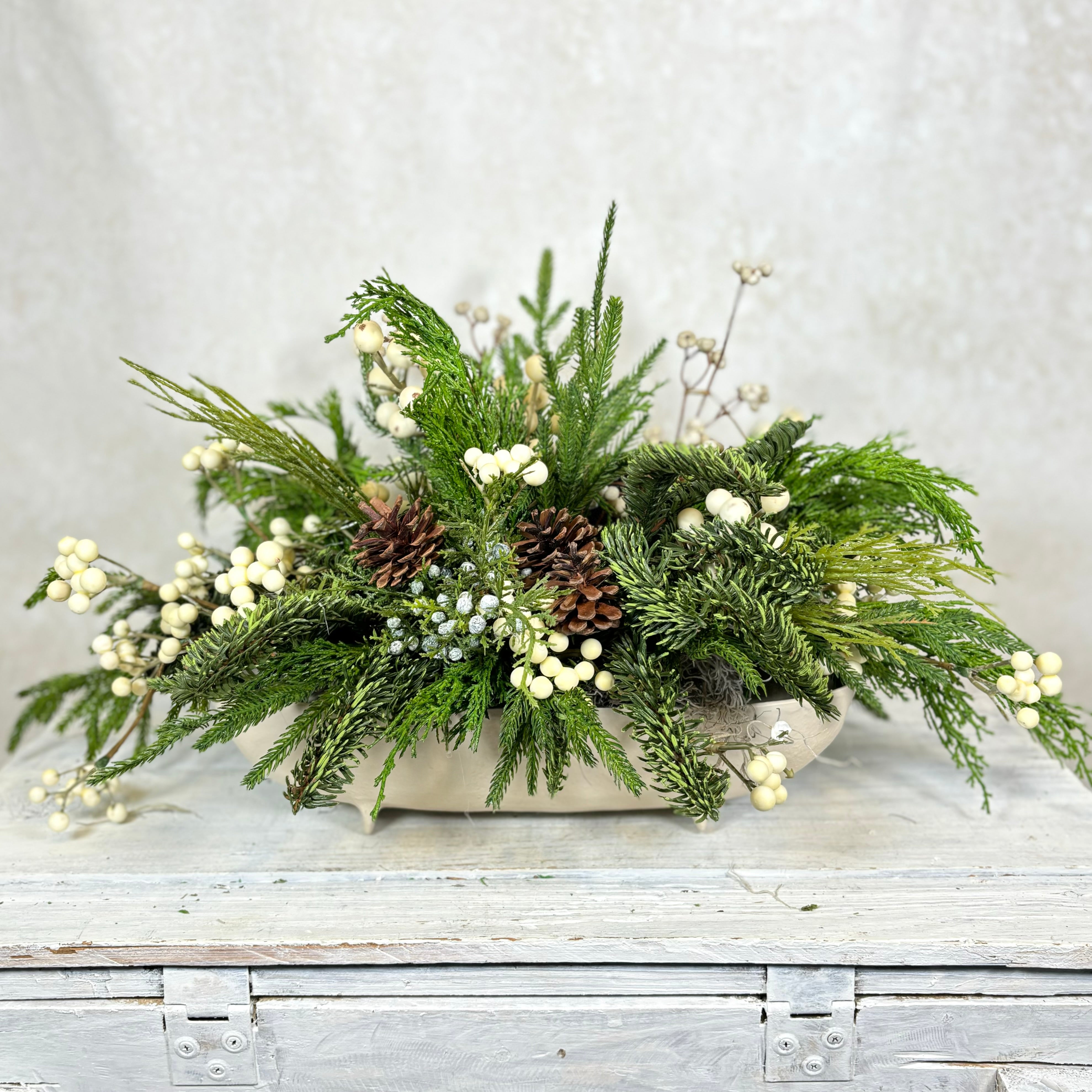 Fa La La White Holiday Centerpiece Drop In