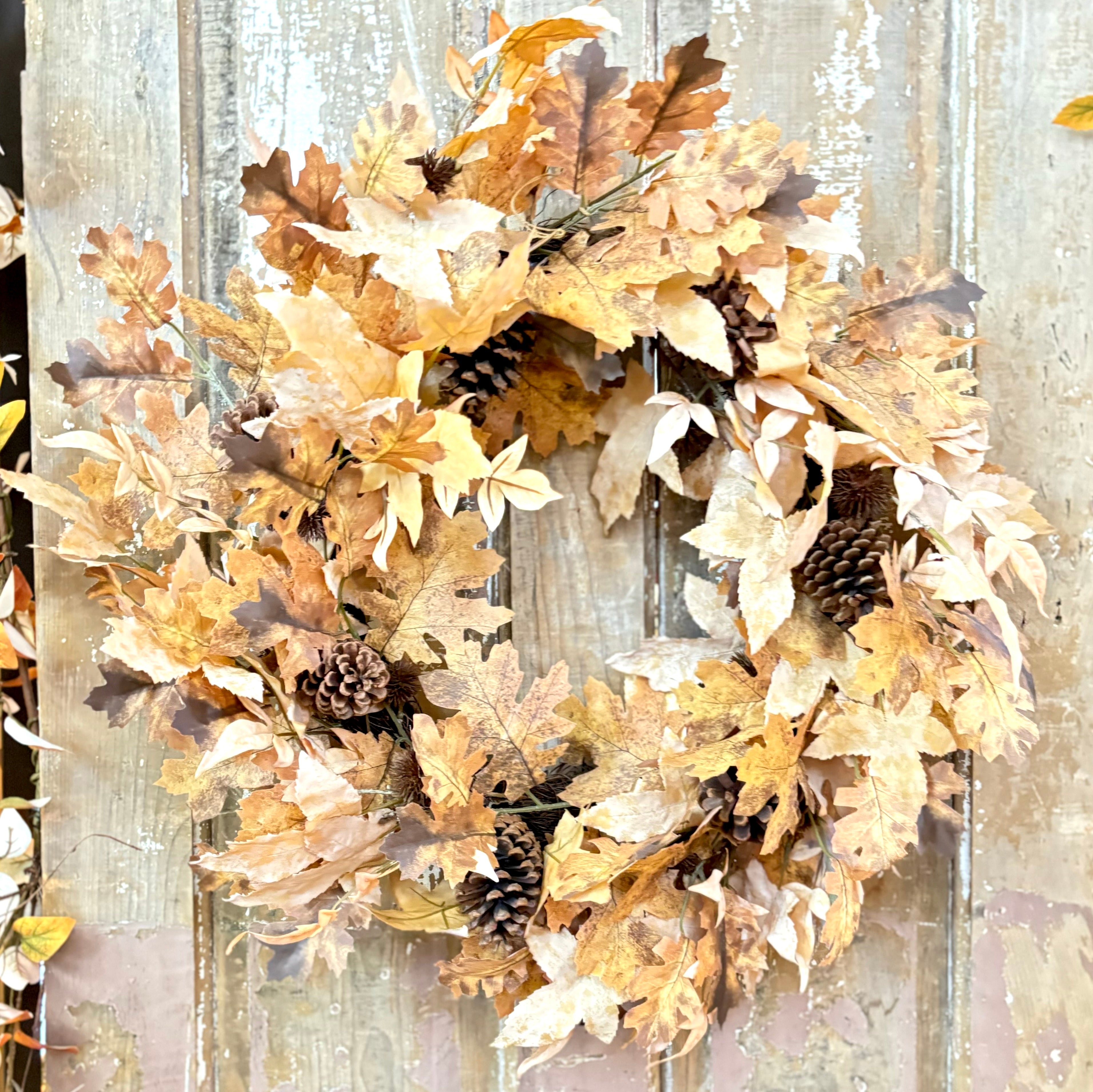 Autumn Maple Leaf with Pinecone Wreath