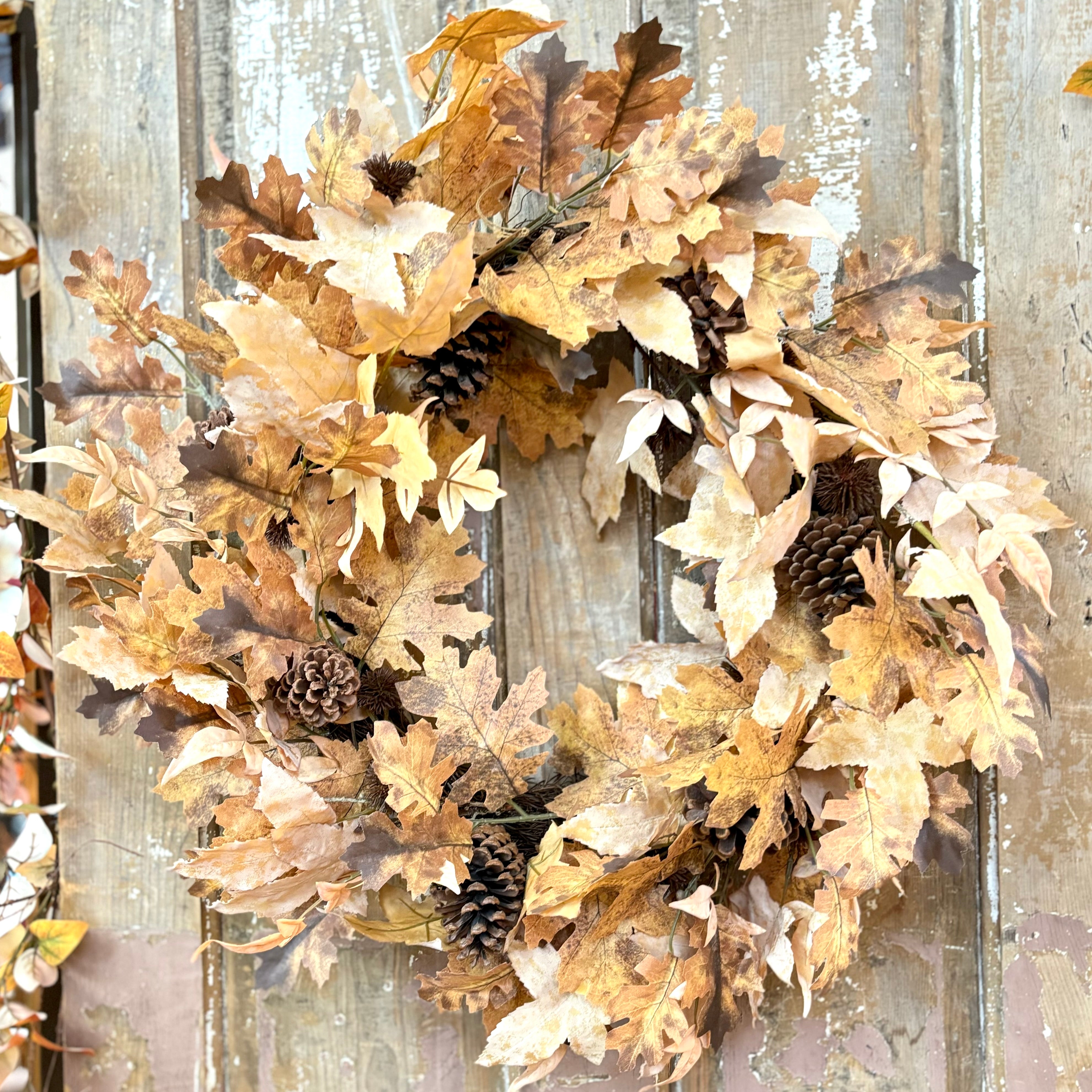 Autumn Maple Leaf with Pinecone Wreath