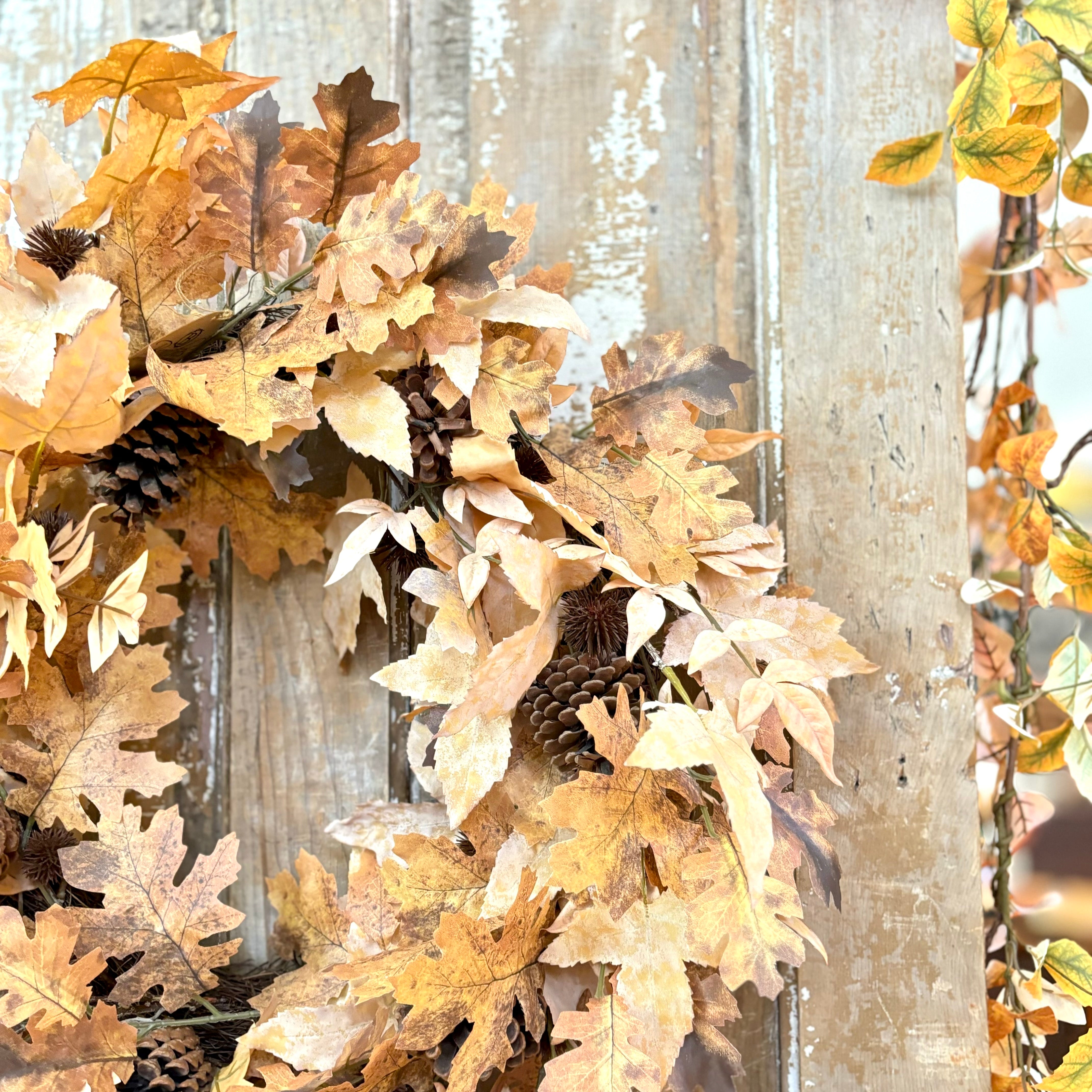 Autumn Maple Leaf with Pinecone Wreath