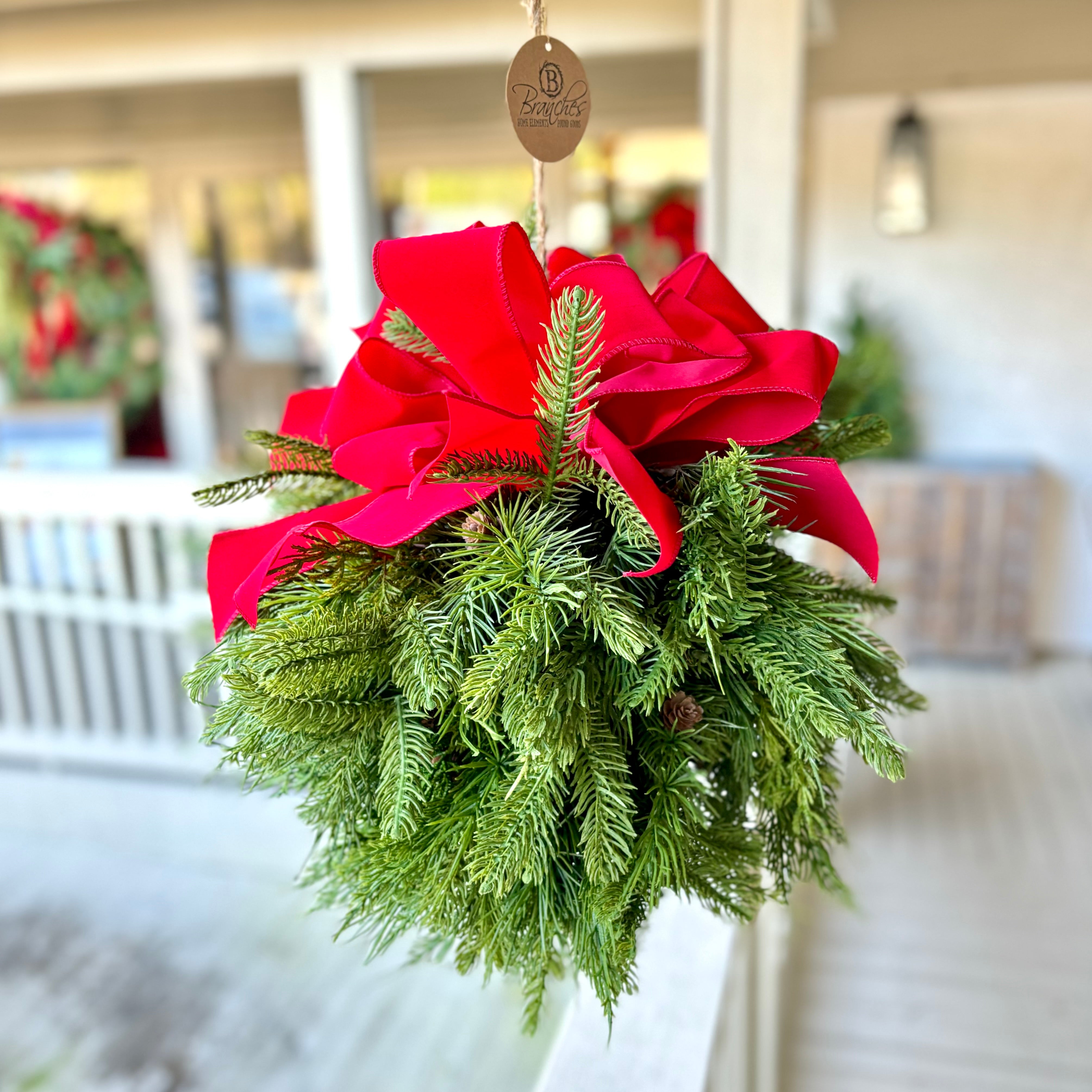 Evergreen Kissing Ball with Bows