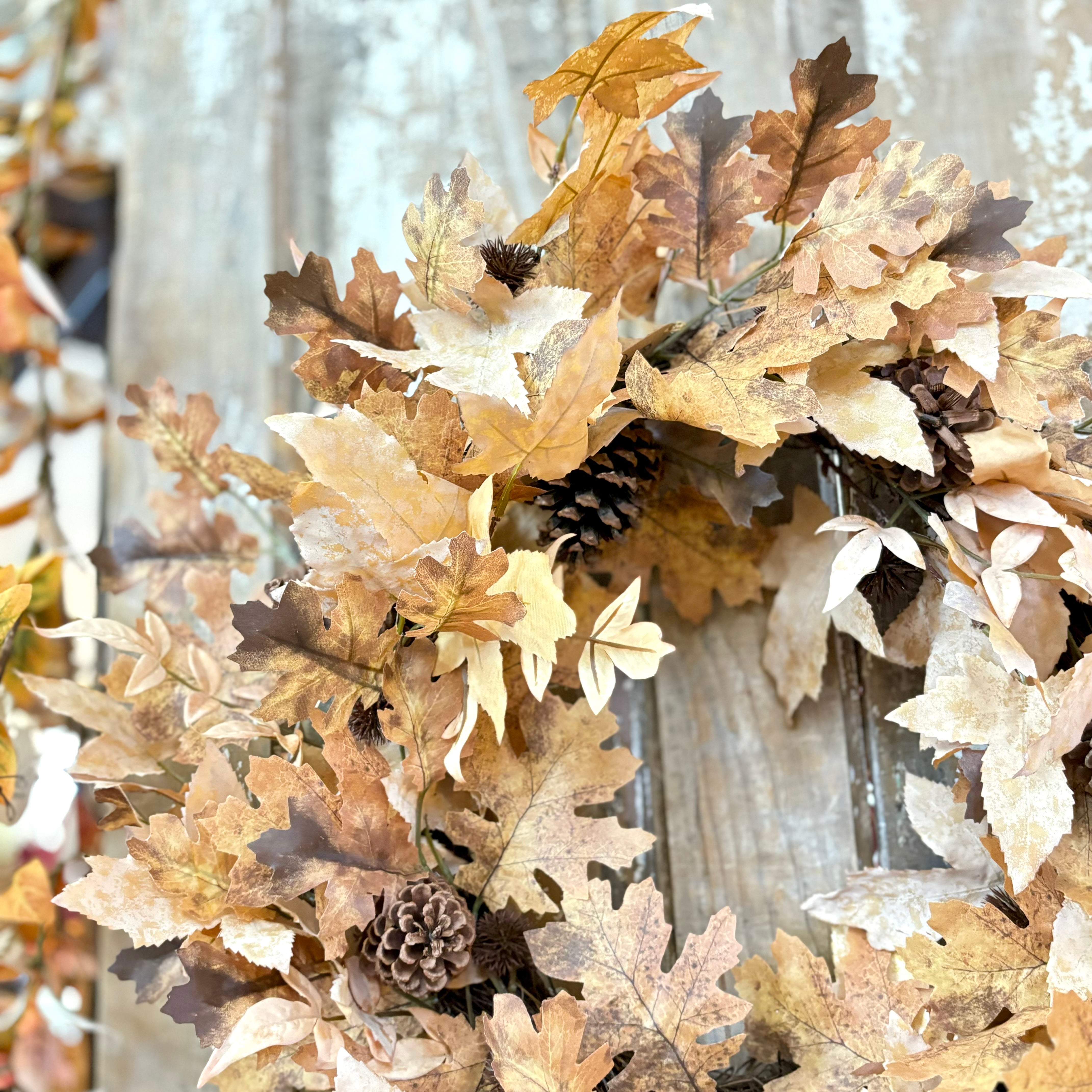 Autumn Maple Leaf with Pinecone Wreath