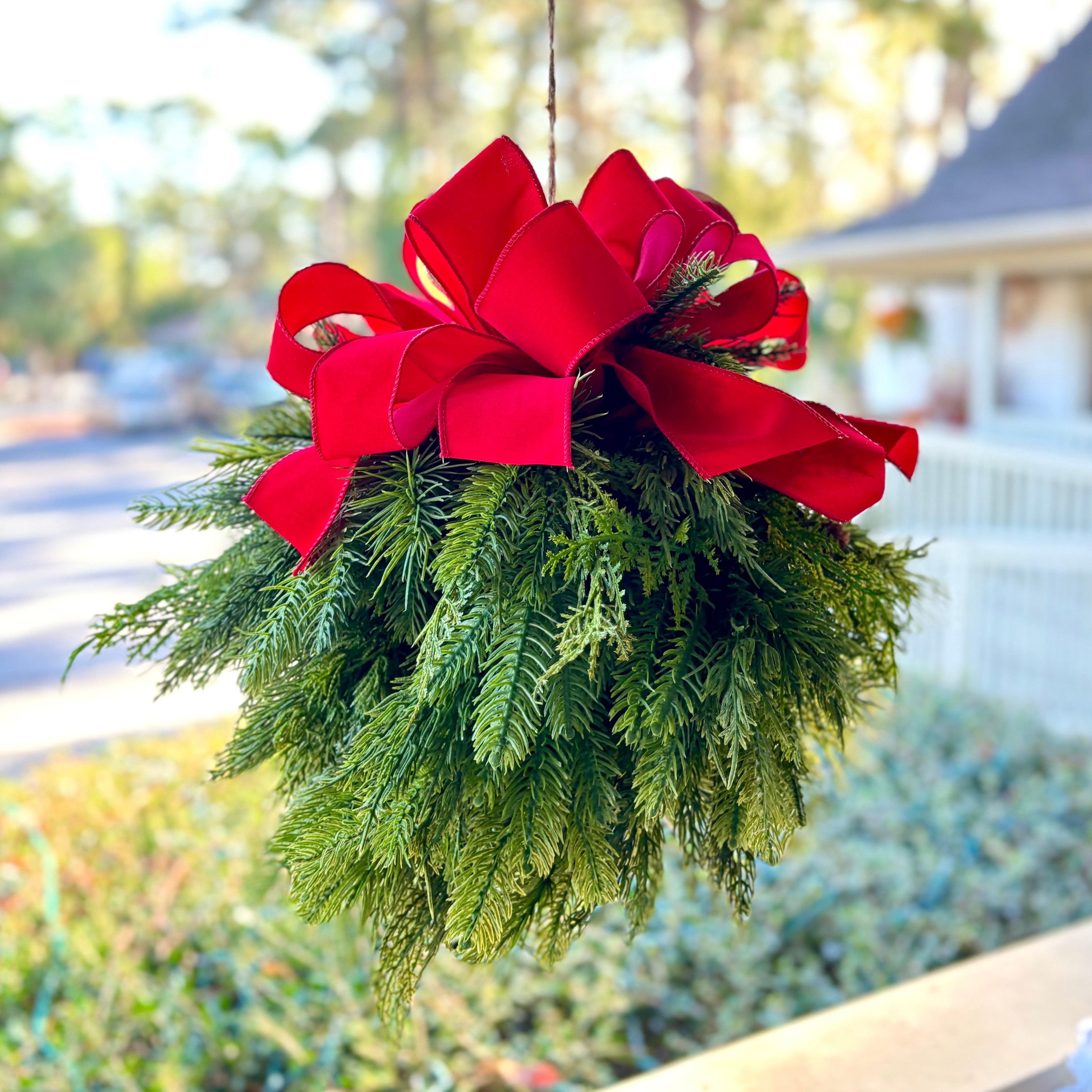 Evergreen Kissing Ball with Bows