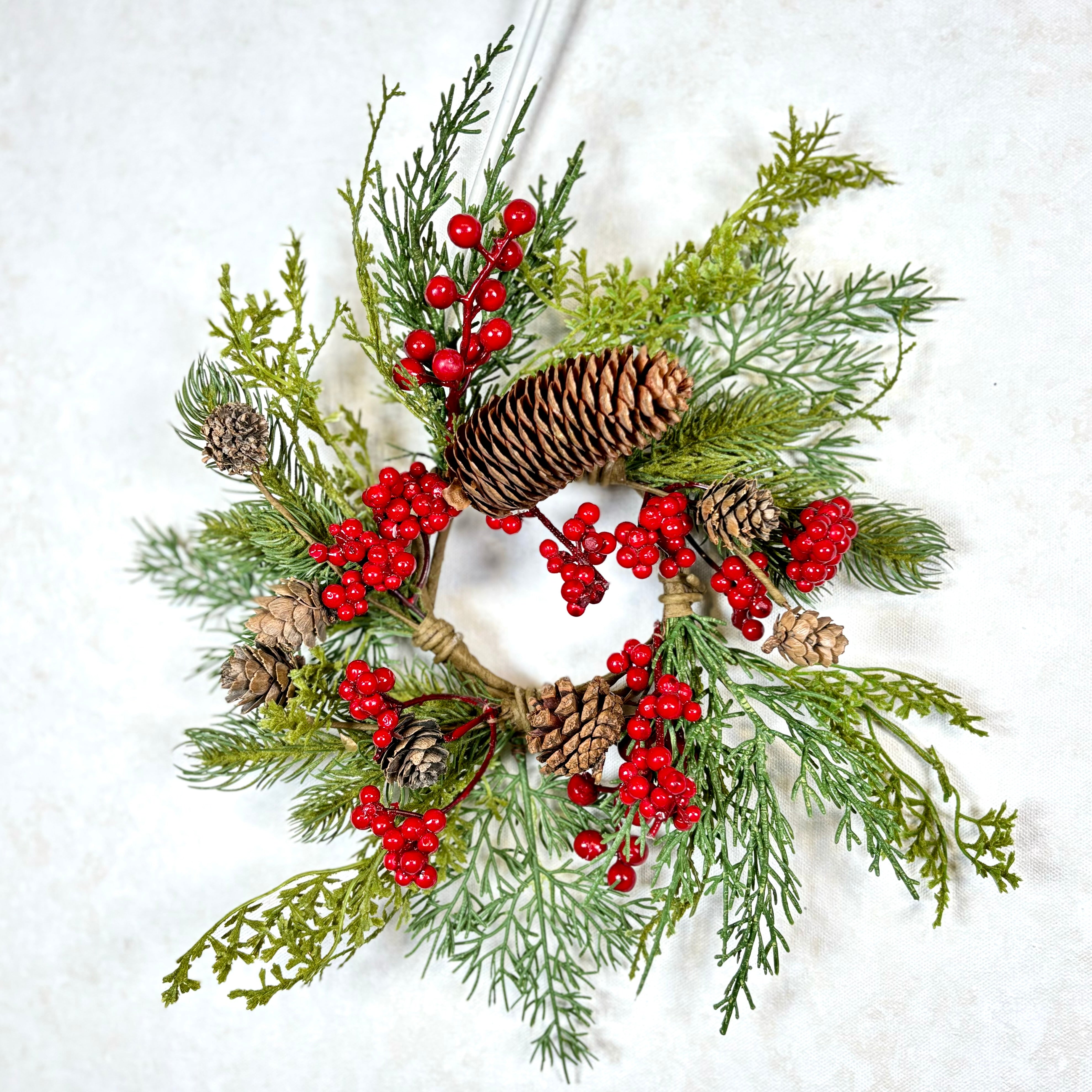 Candle Ring Mixed Cedar, Pine, Berry and Cone