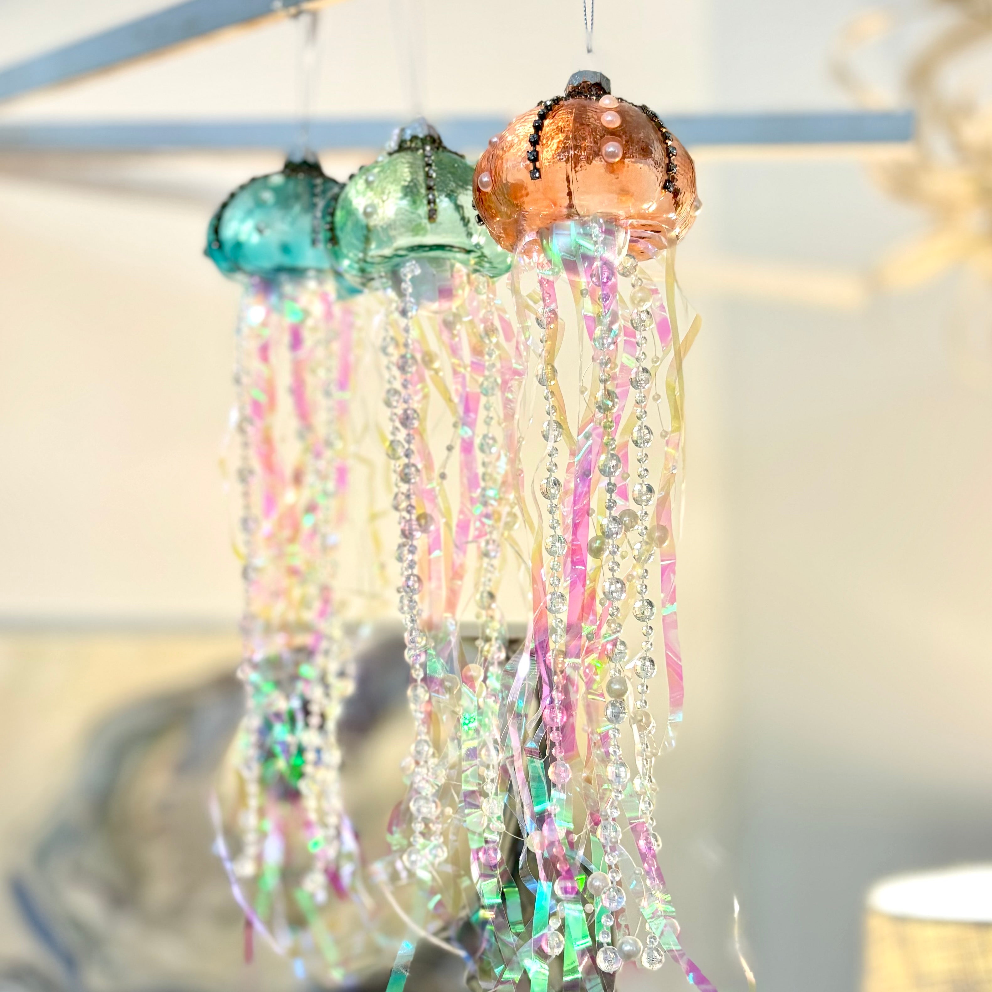 Pearl and Sparkle Decorative Jellyfish Ornament Coral