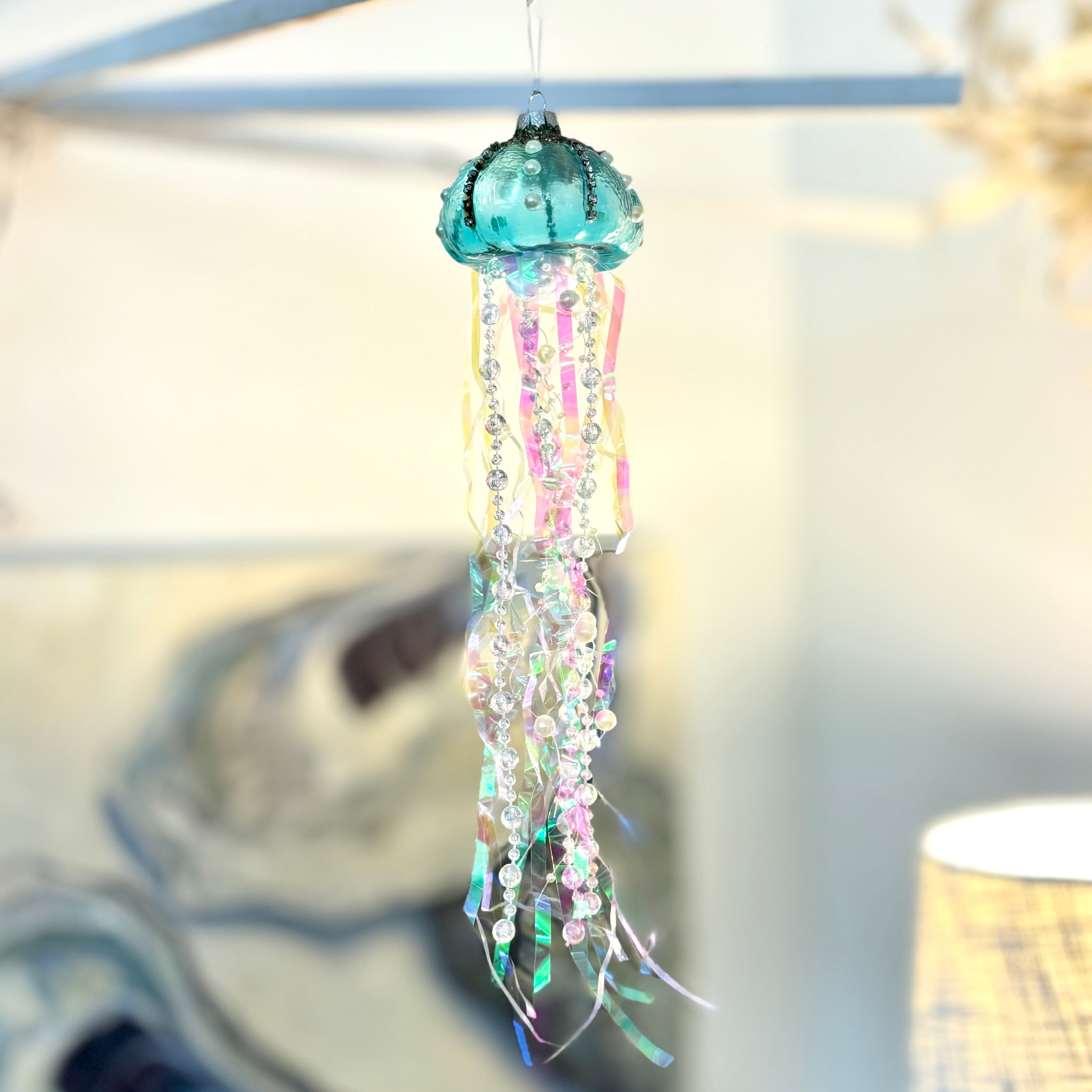 Pearl and Sparkle Decorative Jellyfish Ornament Aqua