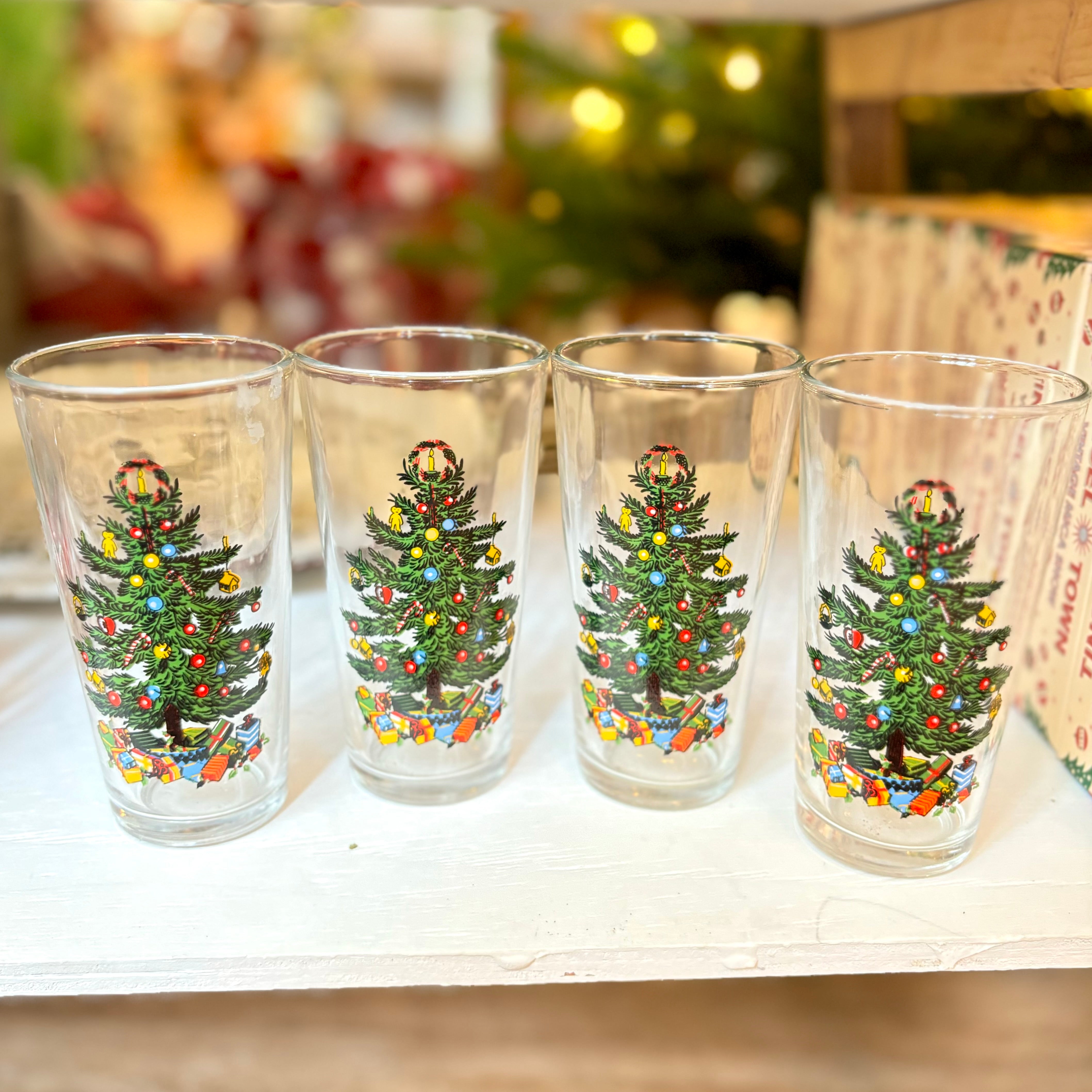 Holiday Hostess Christmas Tree shops Tall Drinking Glass Set of 12