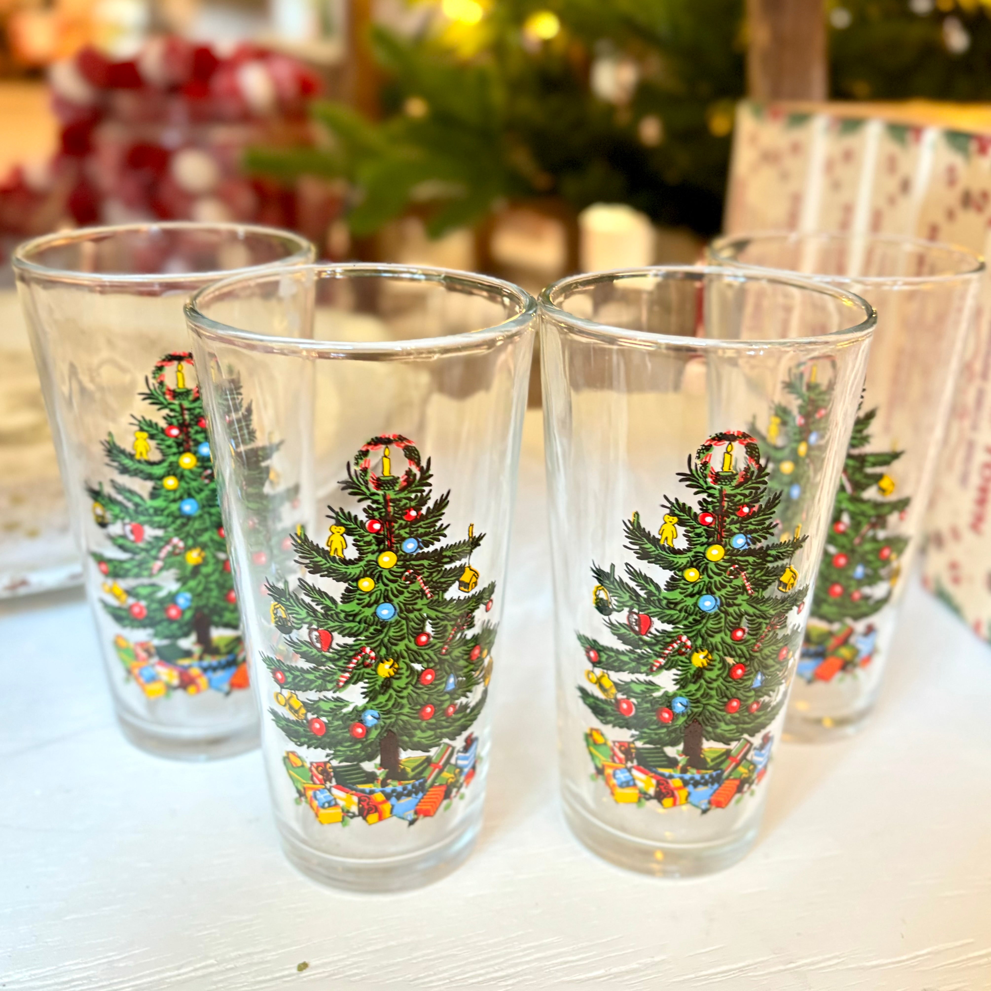 Drinking Glass Xmas Tree Set of Four