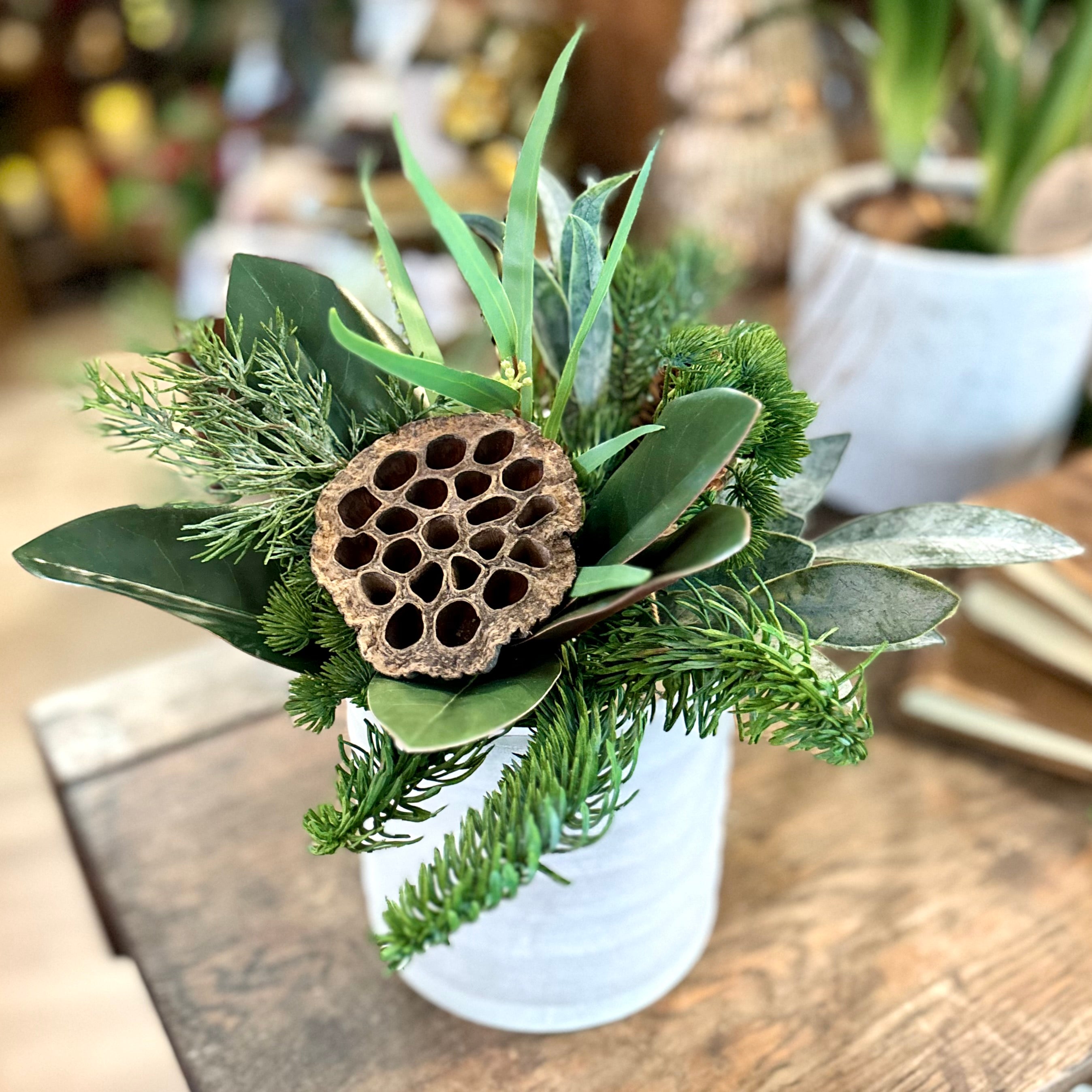 Faux Real Evergreen Holiday Petite Bouquet