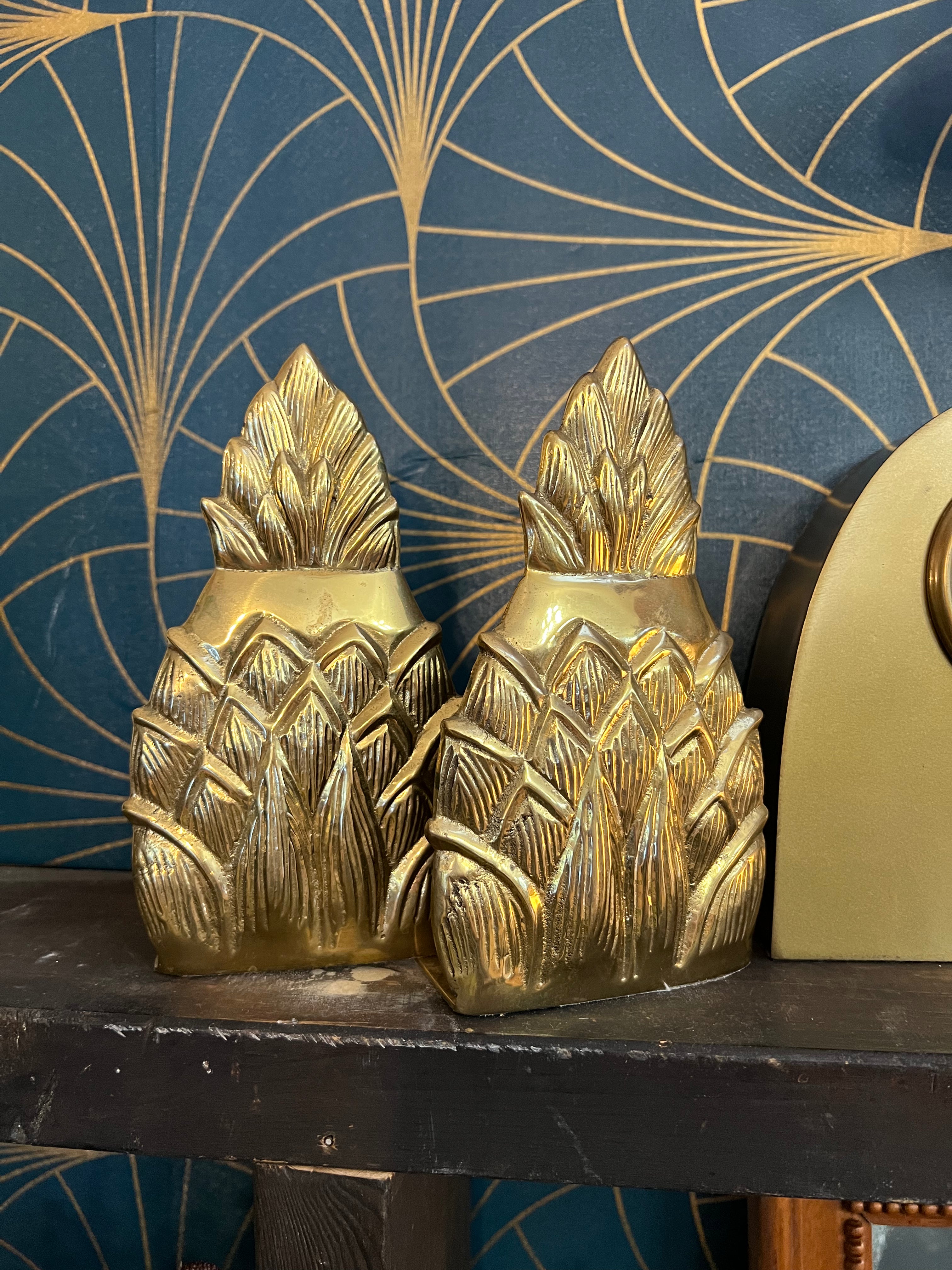 Pair of Brass Pineapple Bookends