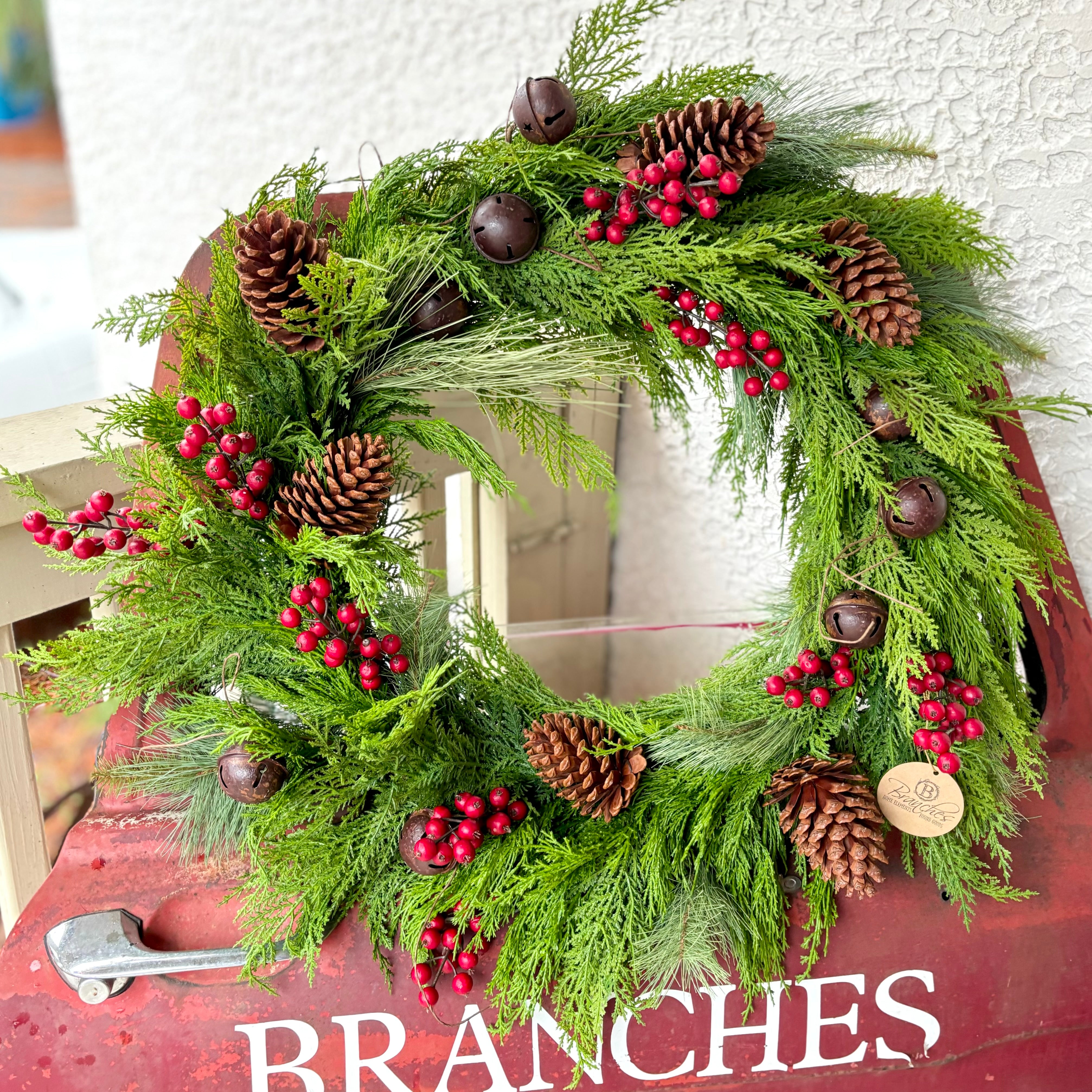 Cedar Bells Wreath  28"