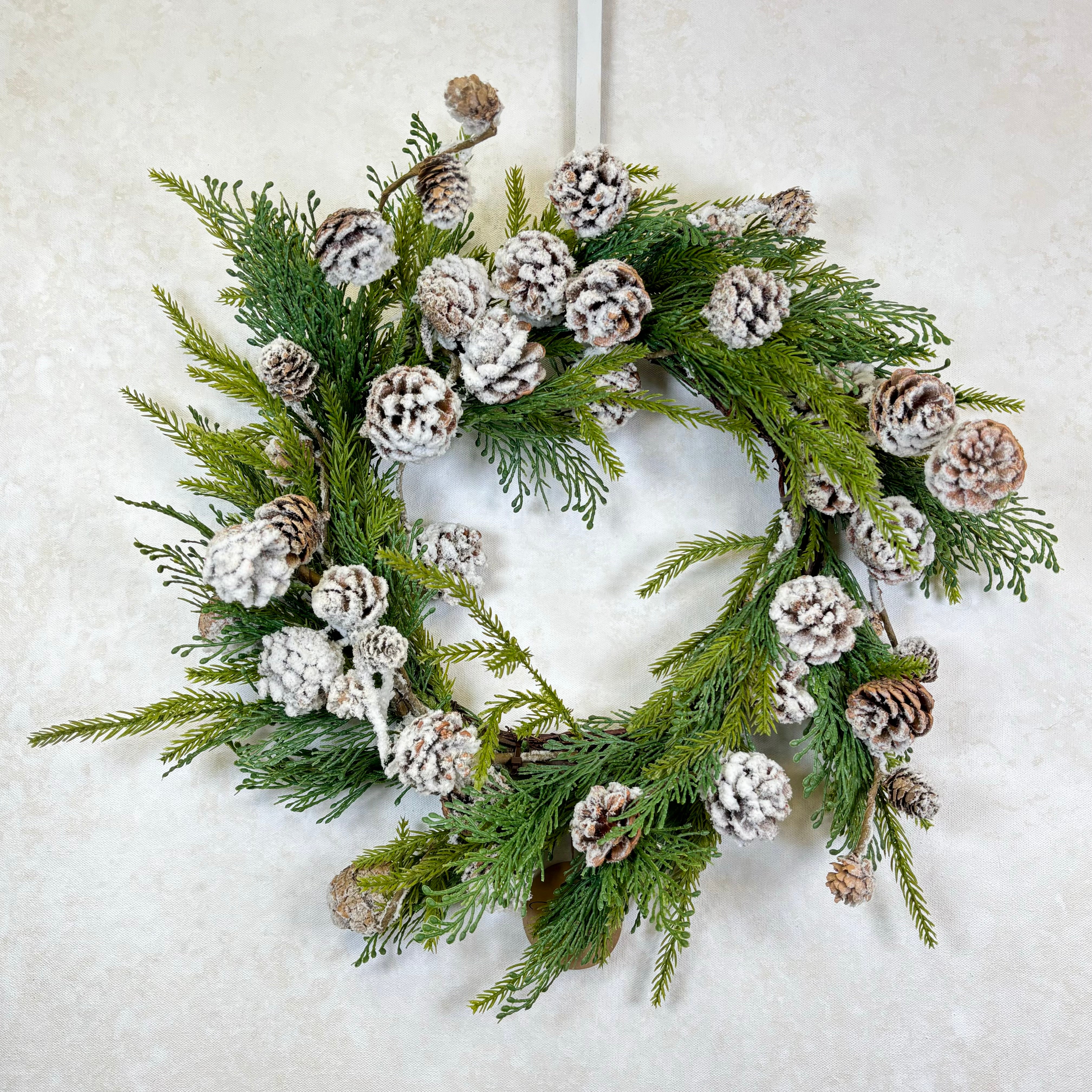 Snowy Pinecone & Cedar Wreath