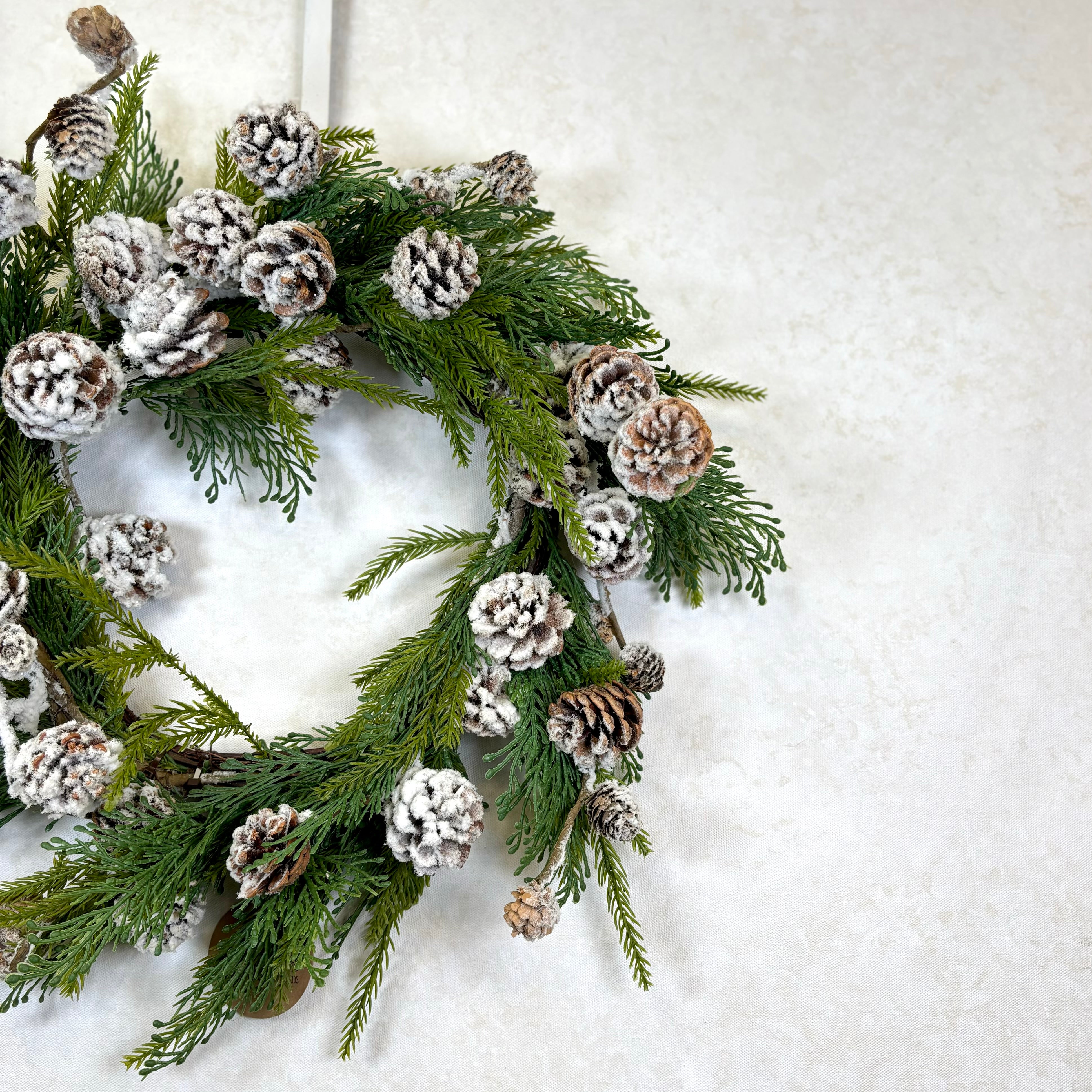 Snowy Pinecone & Cedar Wreath