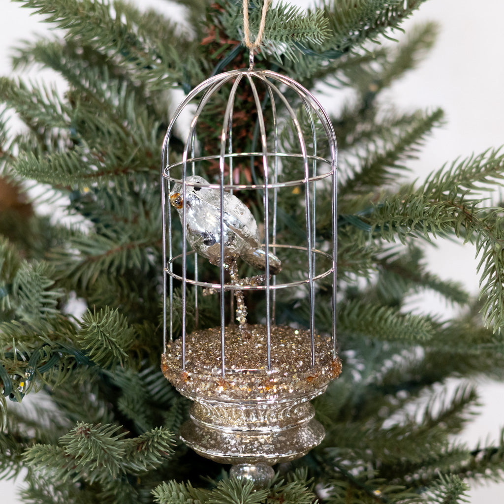 Mercury Glass Birdcage Ornament