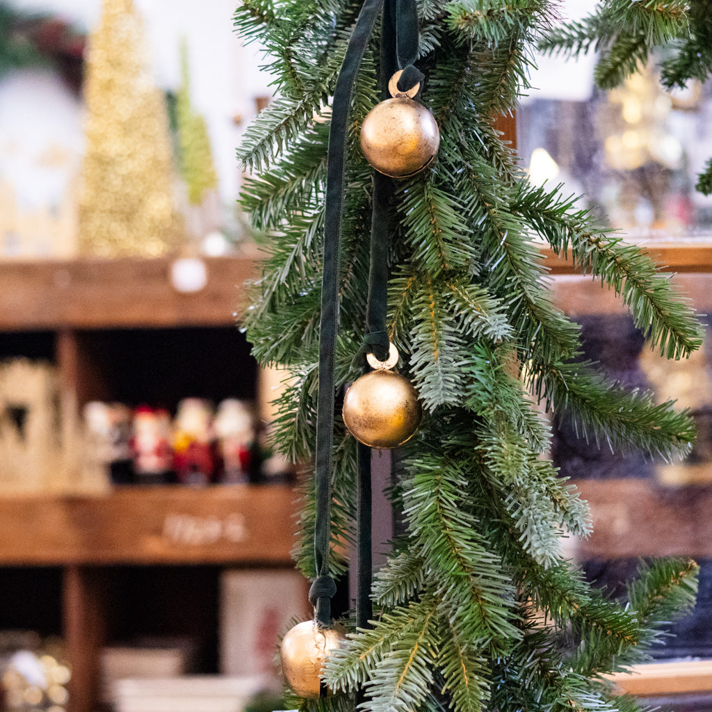 Burnt Gold Green Velvet Four Bell Hanger