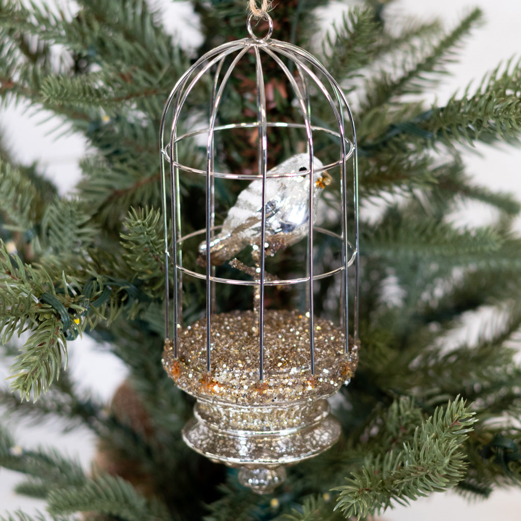 Mercury Glass Birdcage Ornament