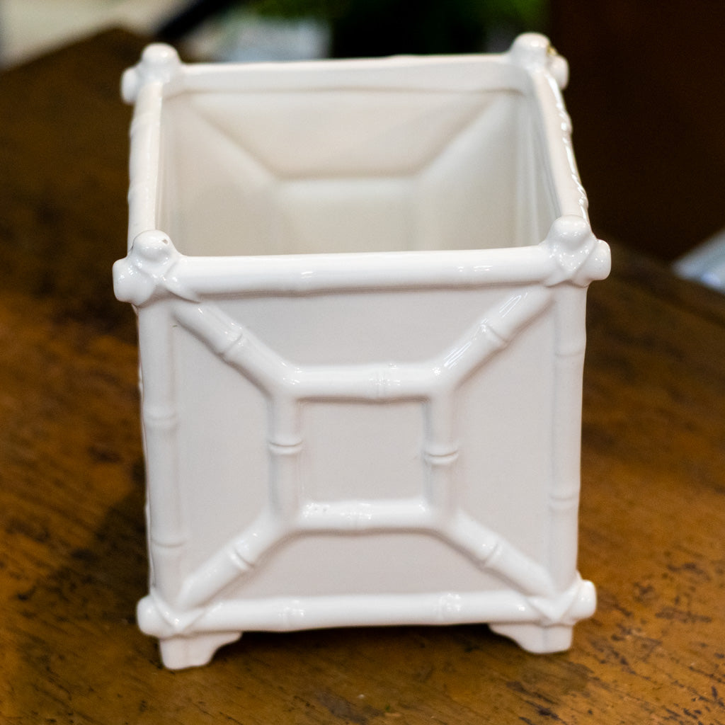Small White Bamboo Planter