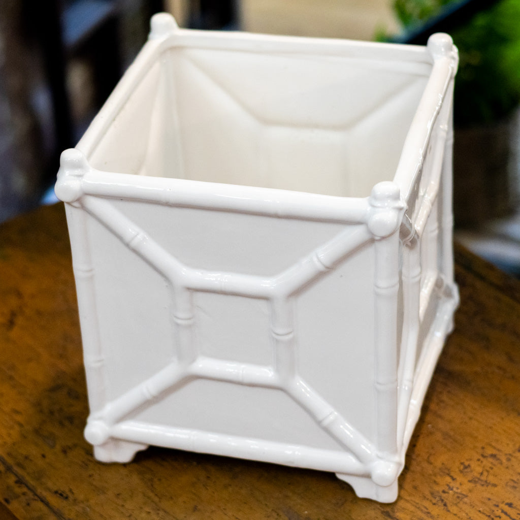 Large White Bamboo Planter