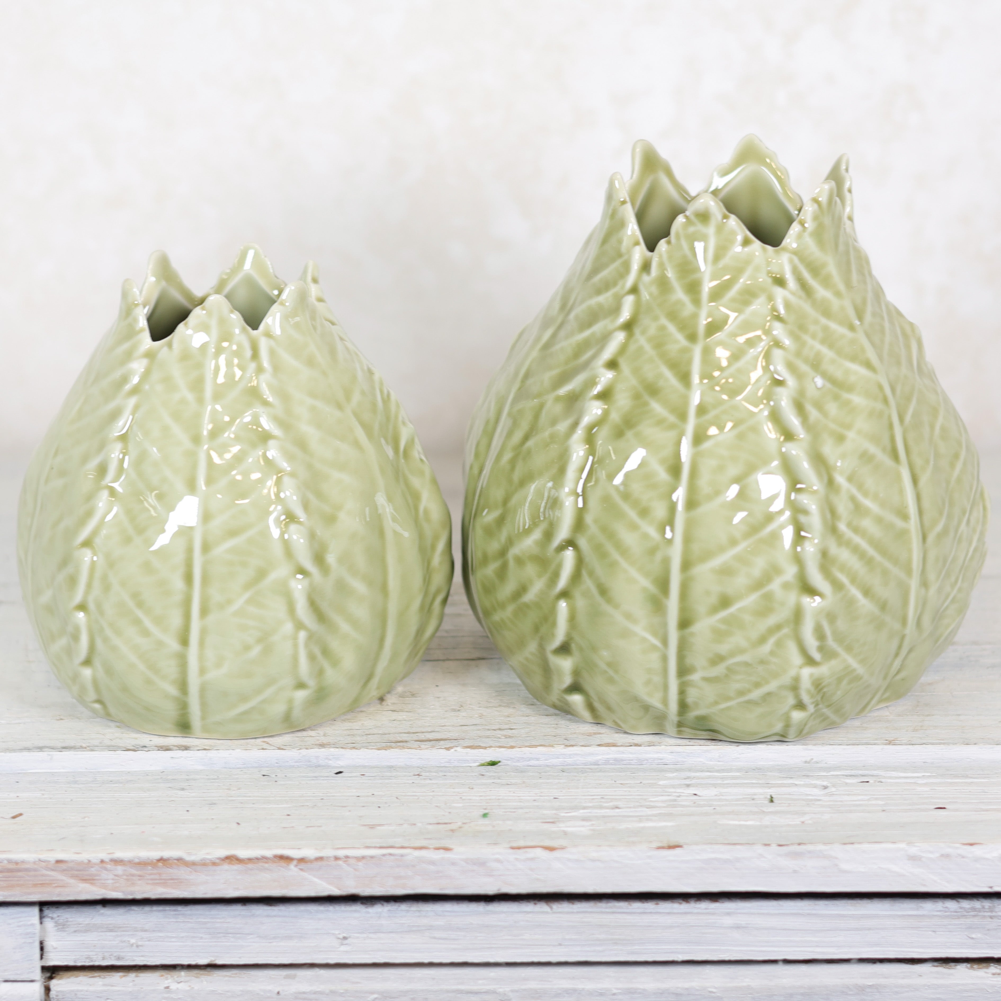 Green Ceramic Leaf Vase Large