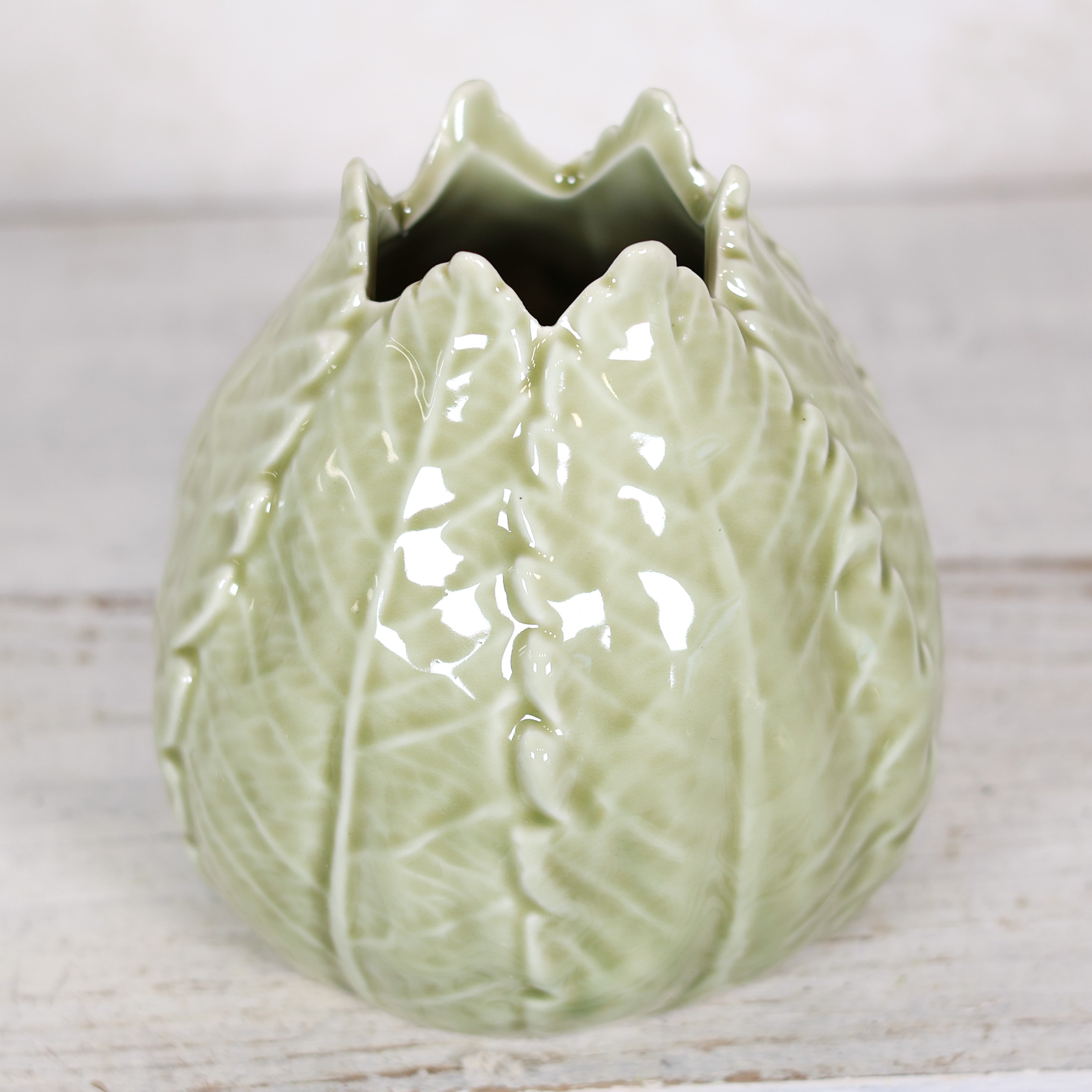 Green Ceramic Leaf Vase Small