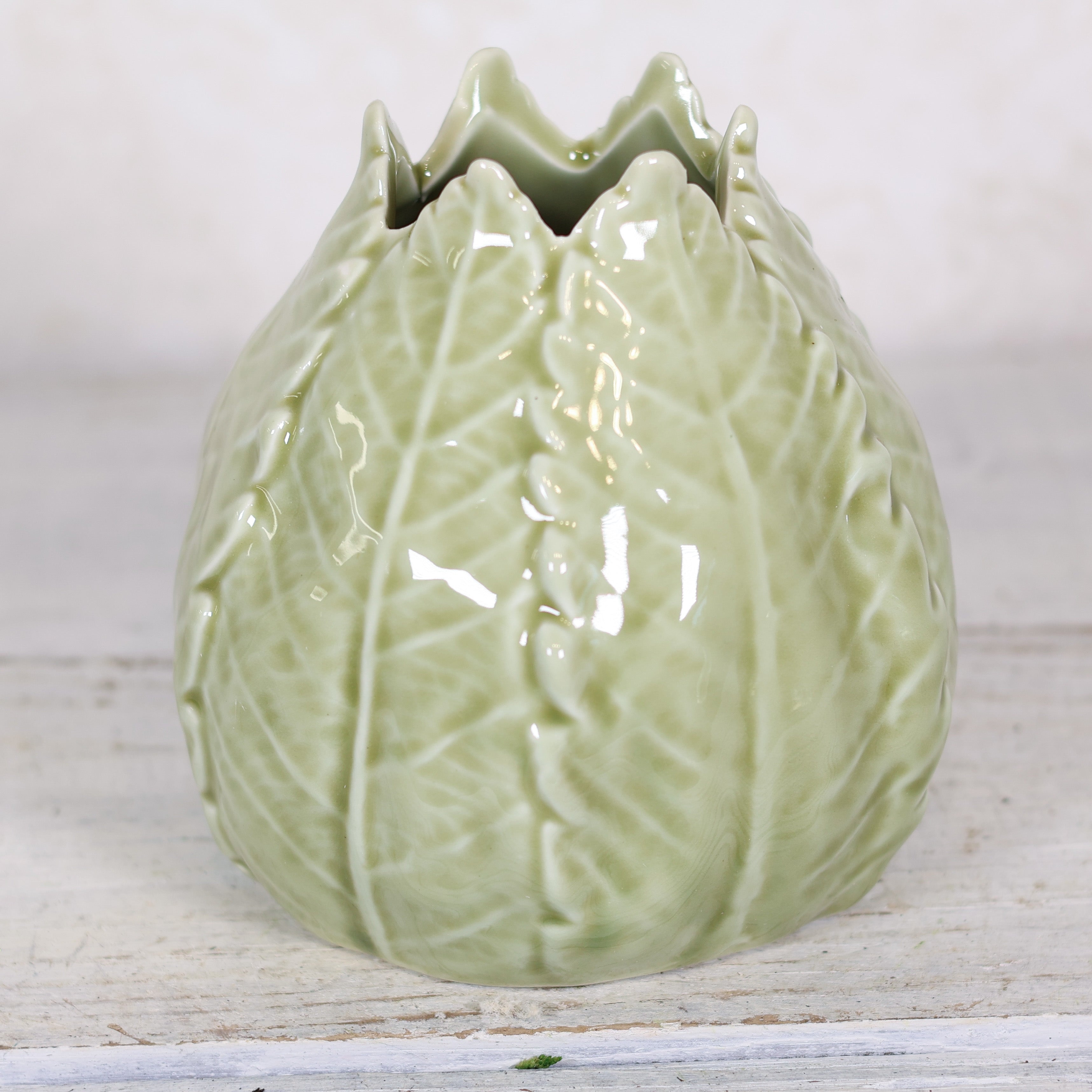 Green Ceramic Leaf Vase Small