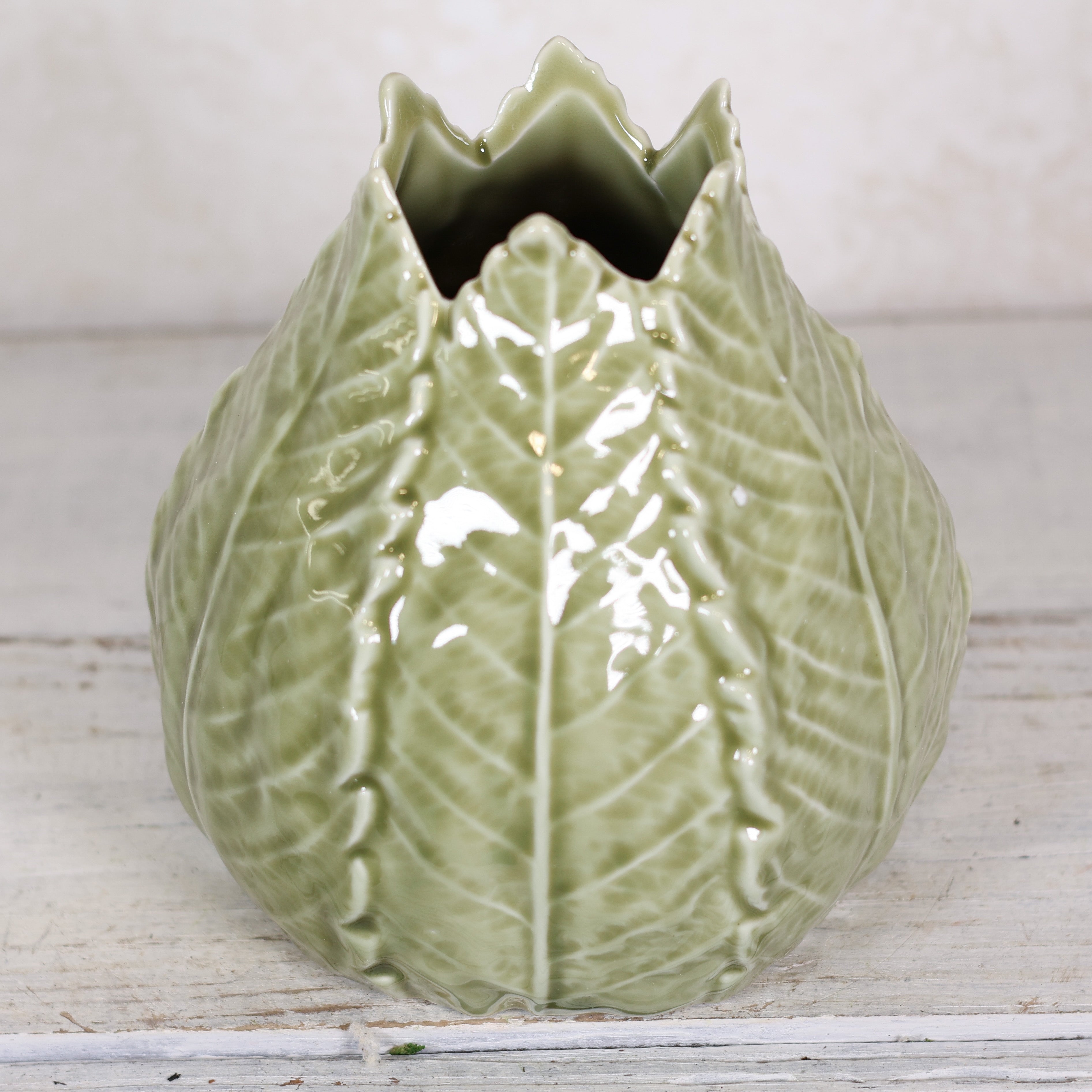 Green Ceramic Leaf Vase Large