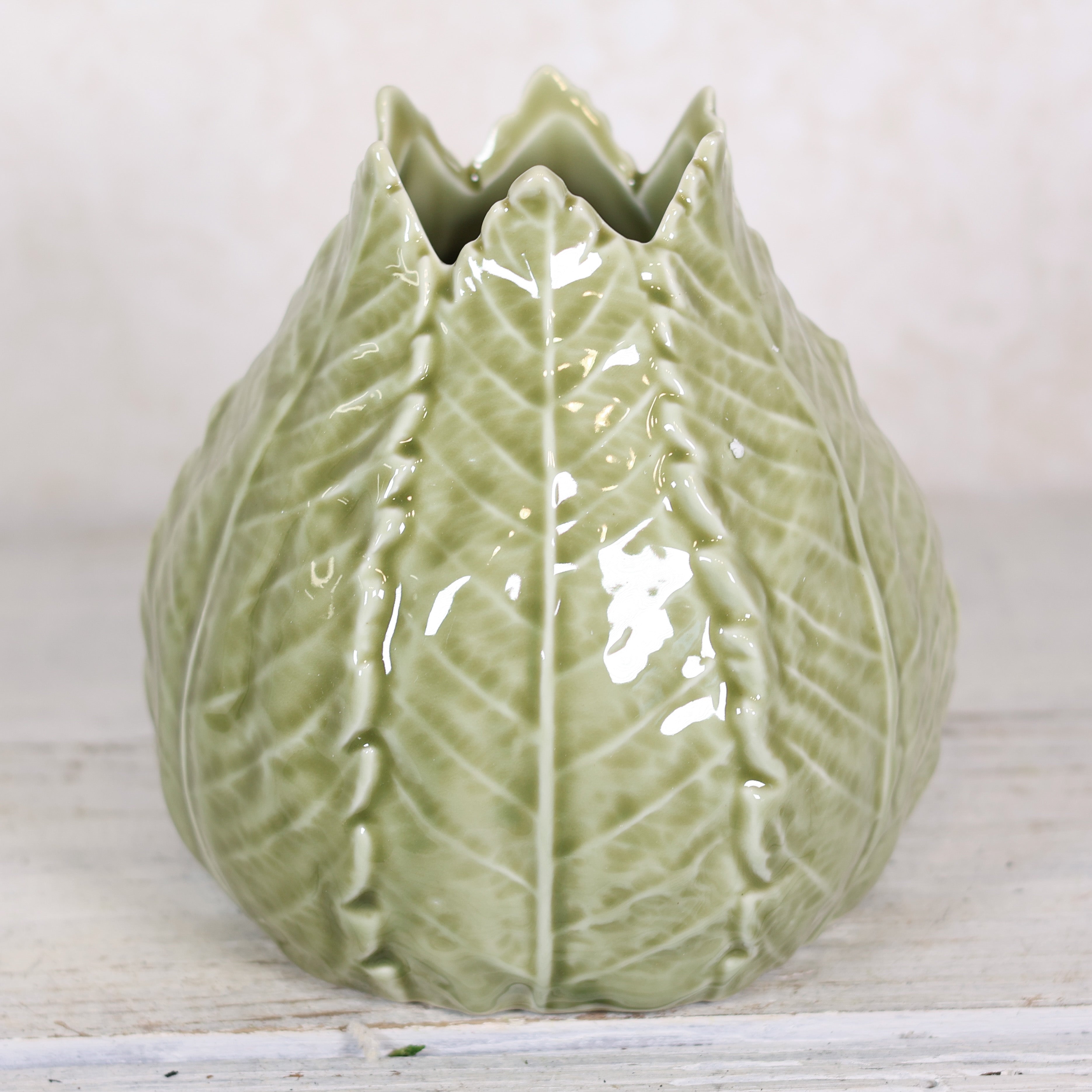 Green Ceramic Leaf Vase Large