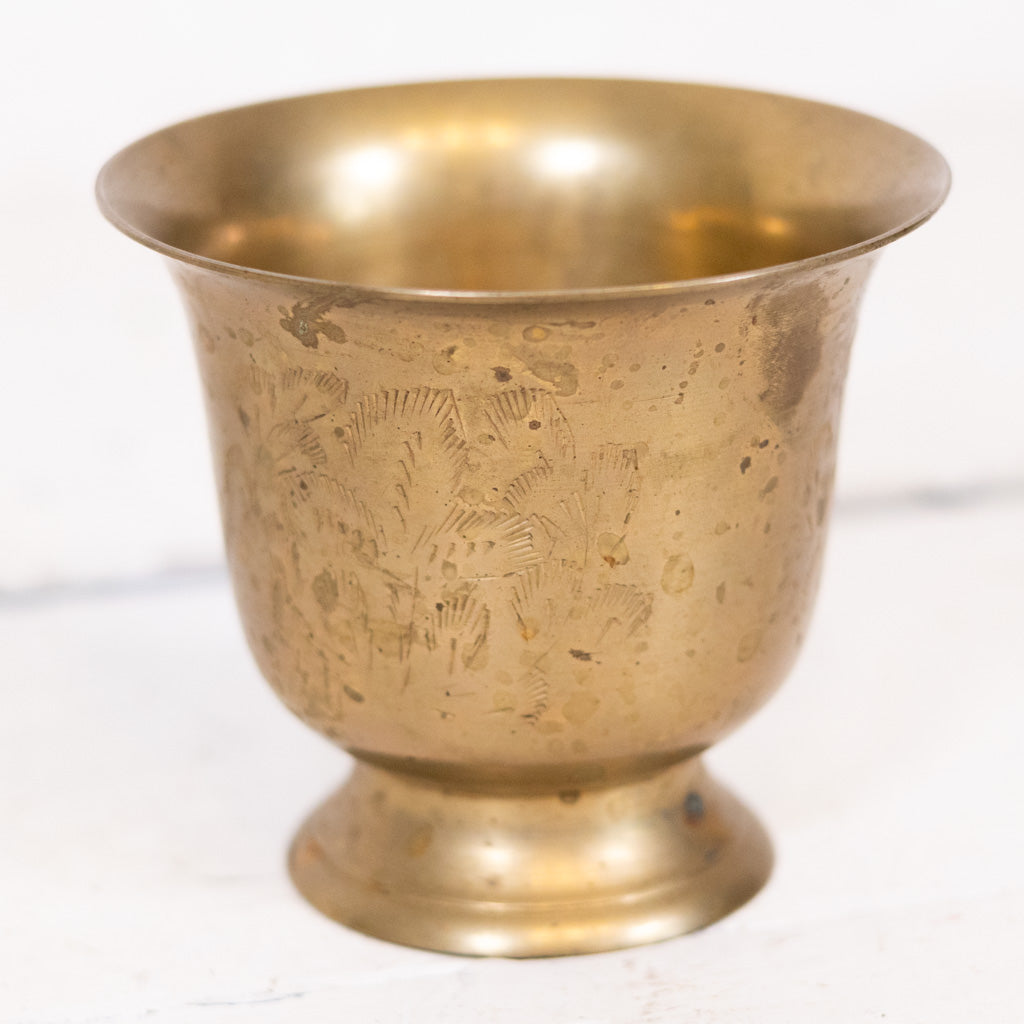 Vintage Etched Brass Cup
