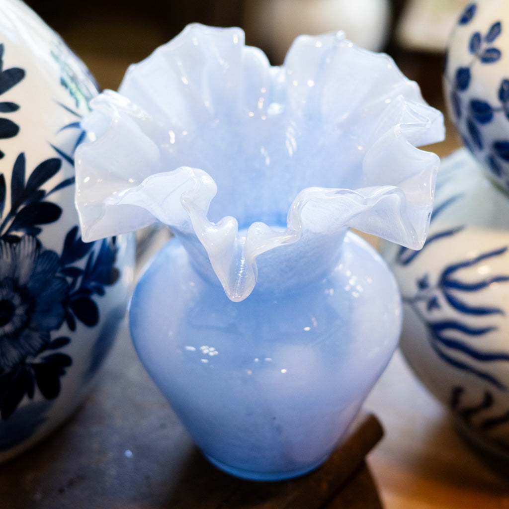 Blue Ruffle Vase Short