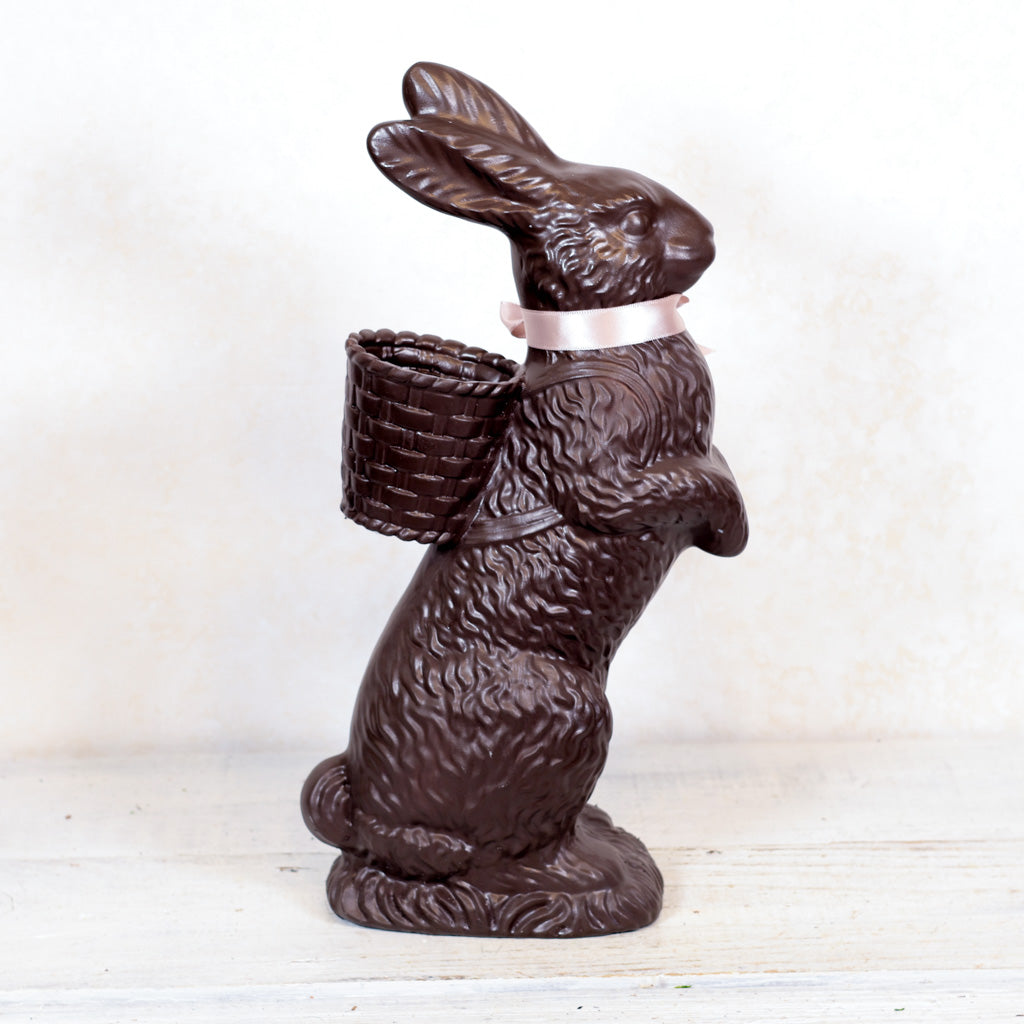 Resin Chocolate Standing Bunny with Basket