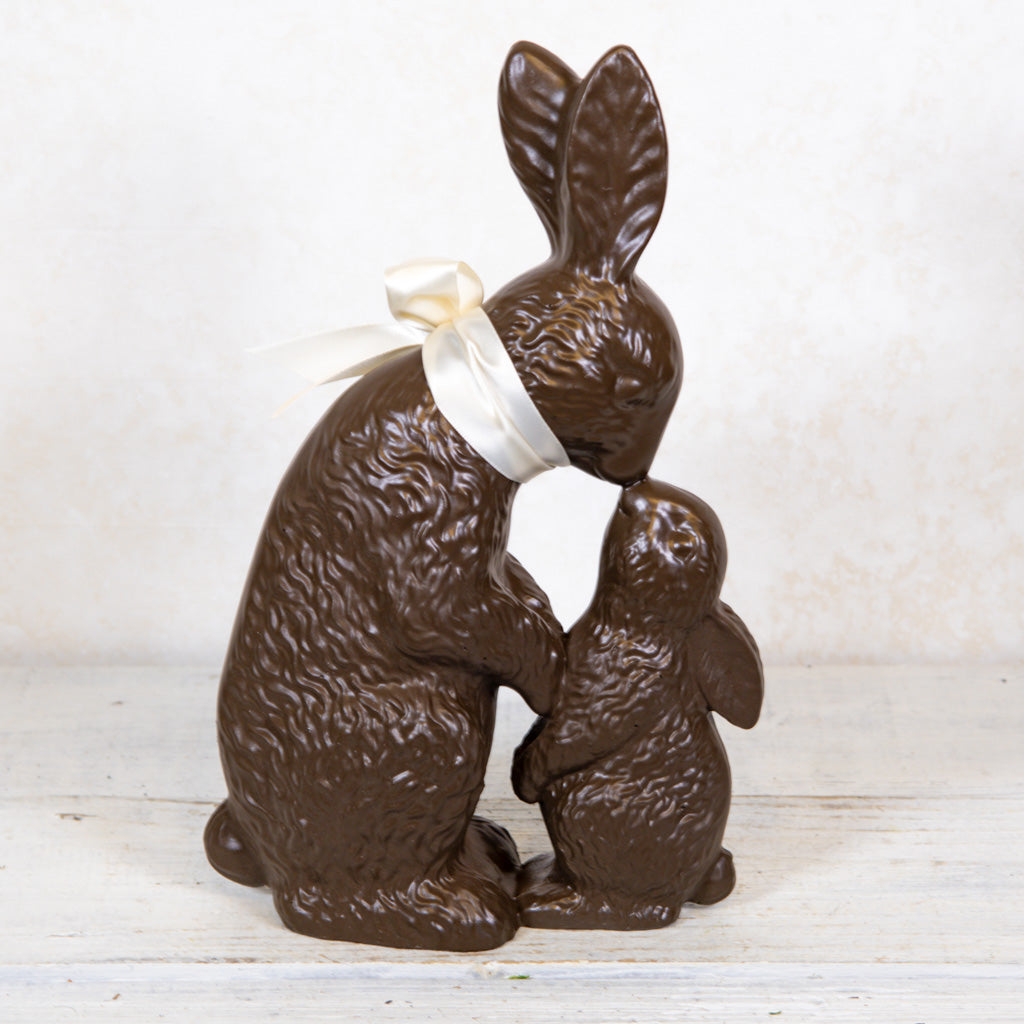 Resin Chocolate Bunny with Baby