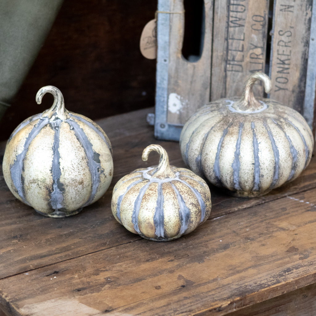 Matte Antiqued Gold Mercury Glass Pumpkin Small