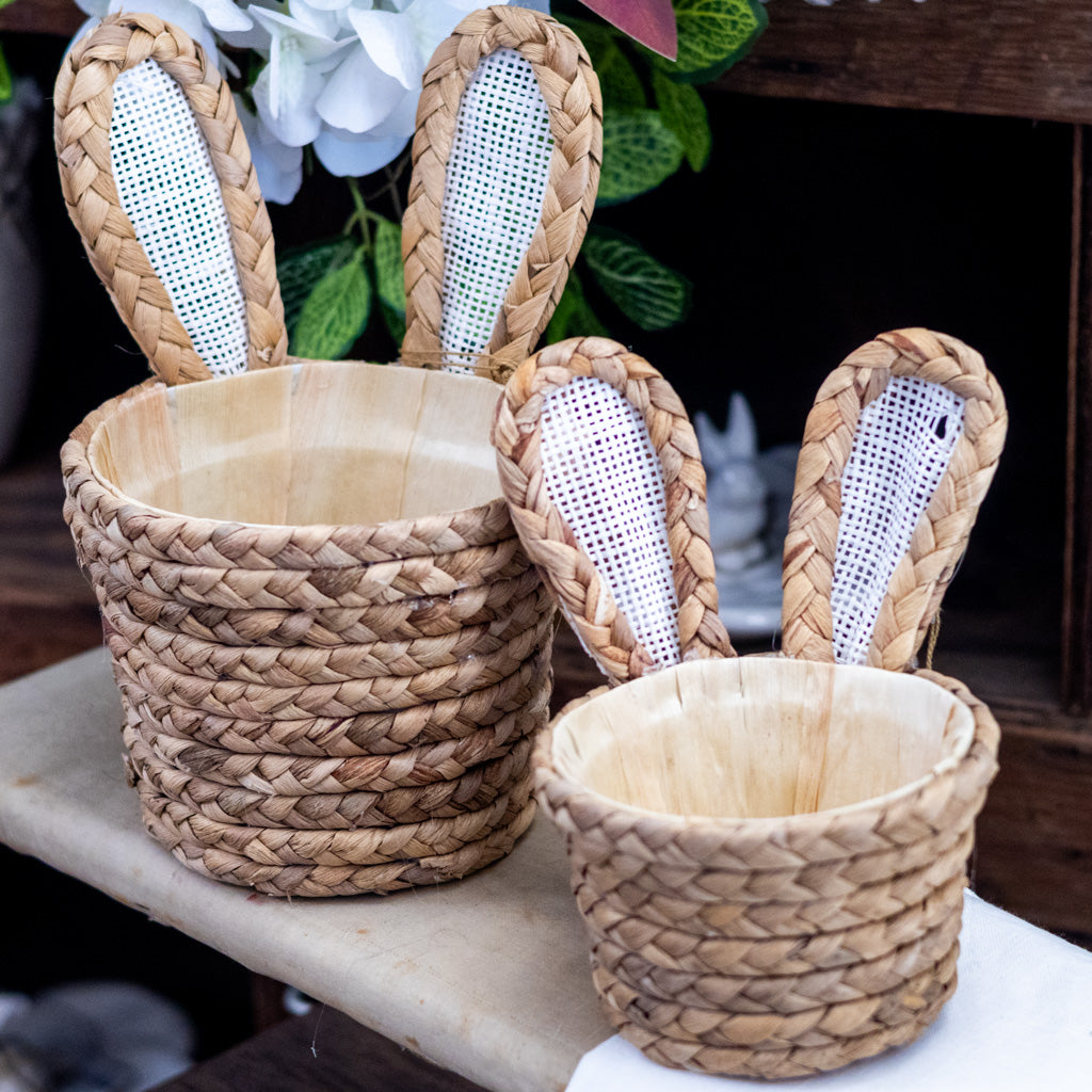 Tall Natural Basketweave Bunny Ear Basket