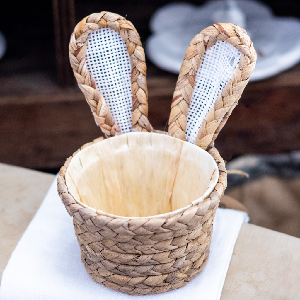 Short Natural Basketweave Bunny Ear Basket
