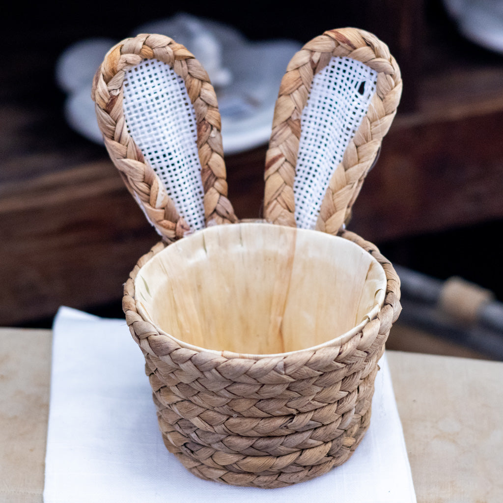 Short Natural Basketweave Bunny Ear Basket